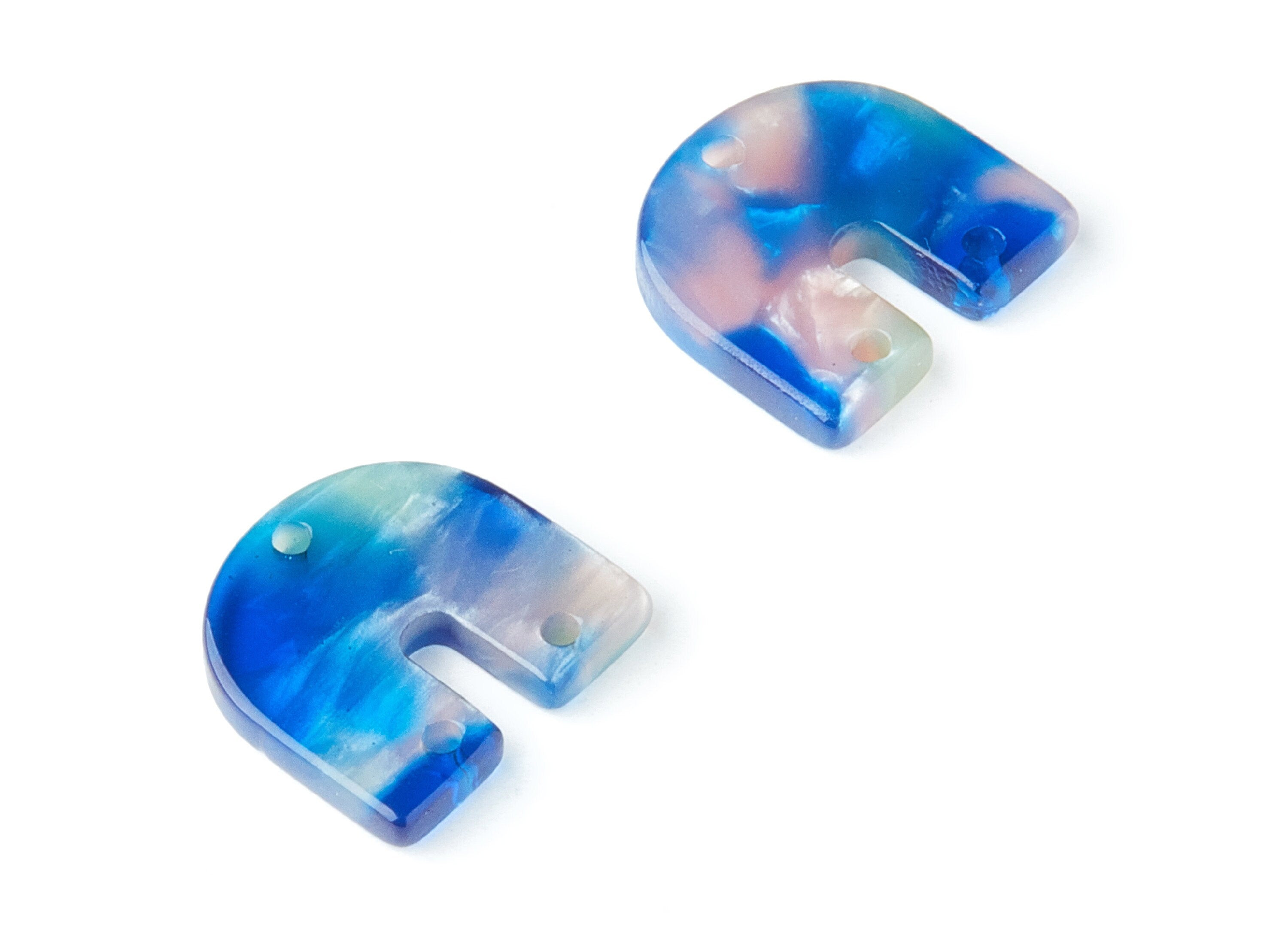 Acetate U Earring Charms - Acrylic U Pendant - 3 Holes - Earring Findings - Jewelry Supplies - Color Code: A37 - 16.7x15.8x2.7mm - AC1353M - DOMEDBAZAAR