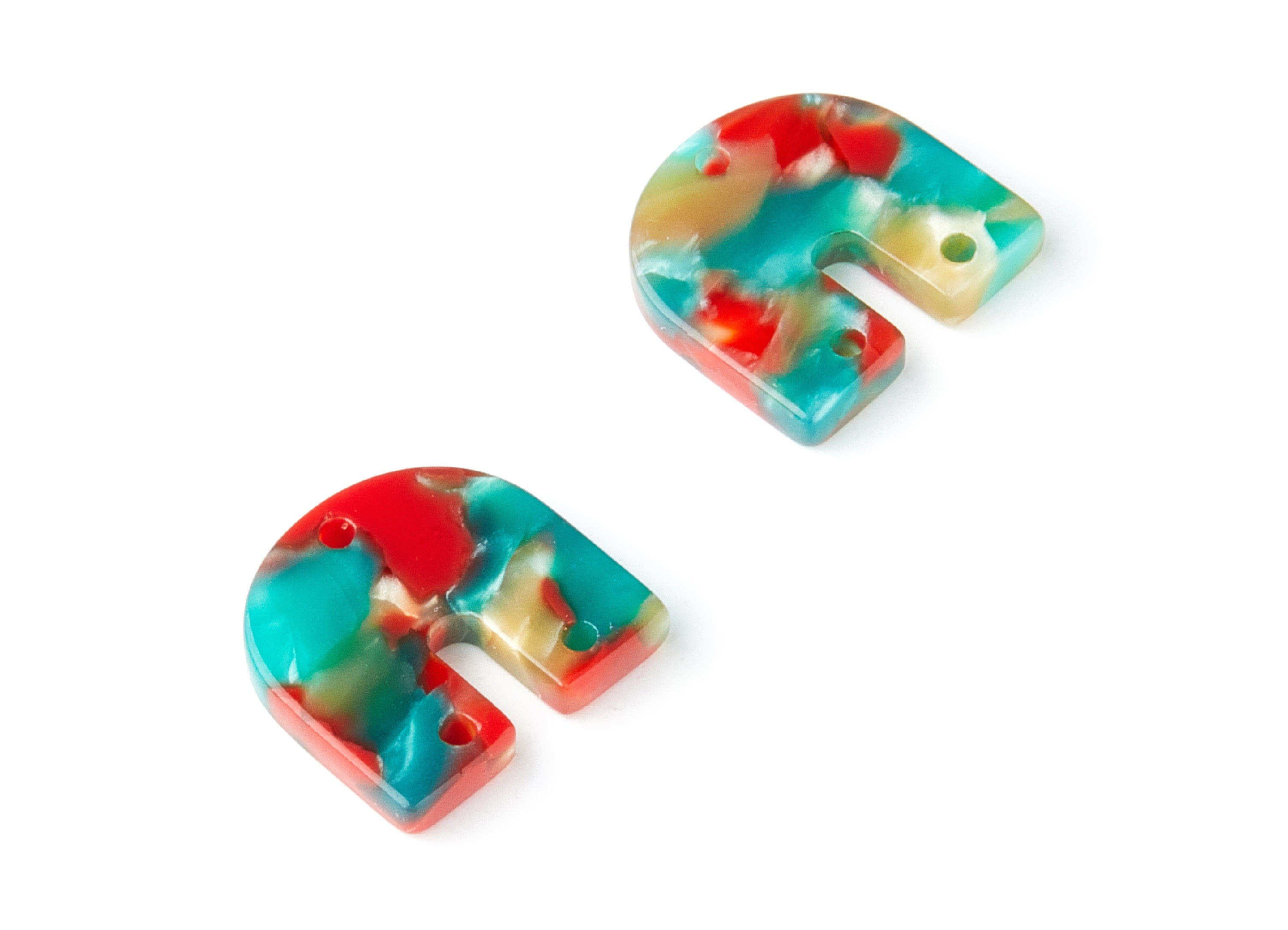 Acetate U Earring Charms With 3 Holes - U Shaped Pendant - Earring Findings - Jewelry Supplies - Color Code: A46 - 16.7x15.8x2.7mm - AC1353N - DOMEDBAZAAR