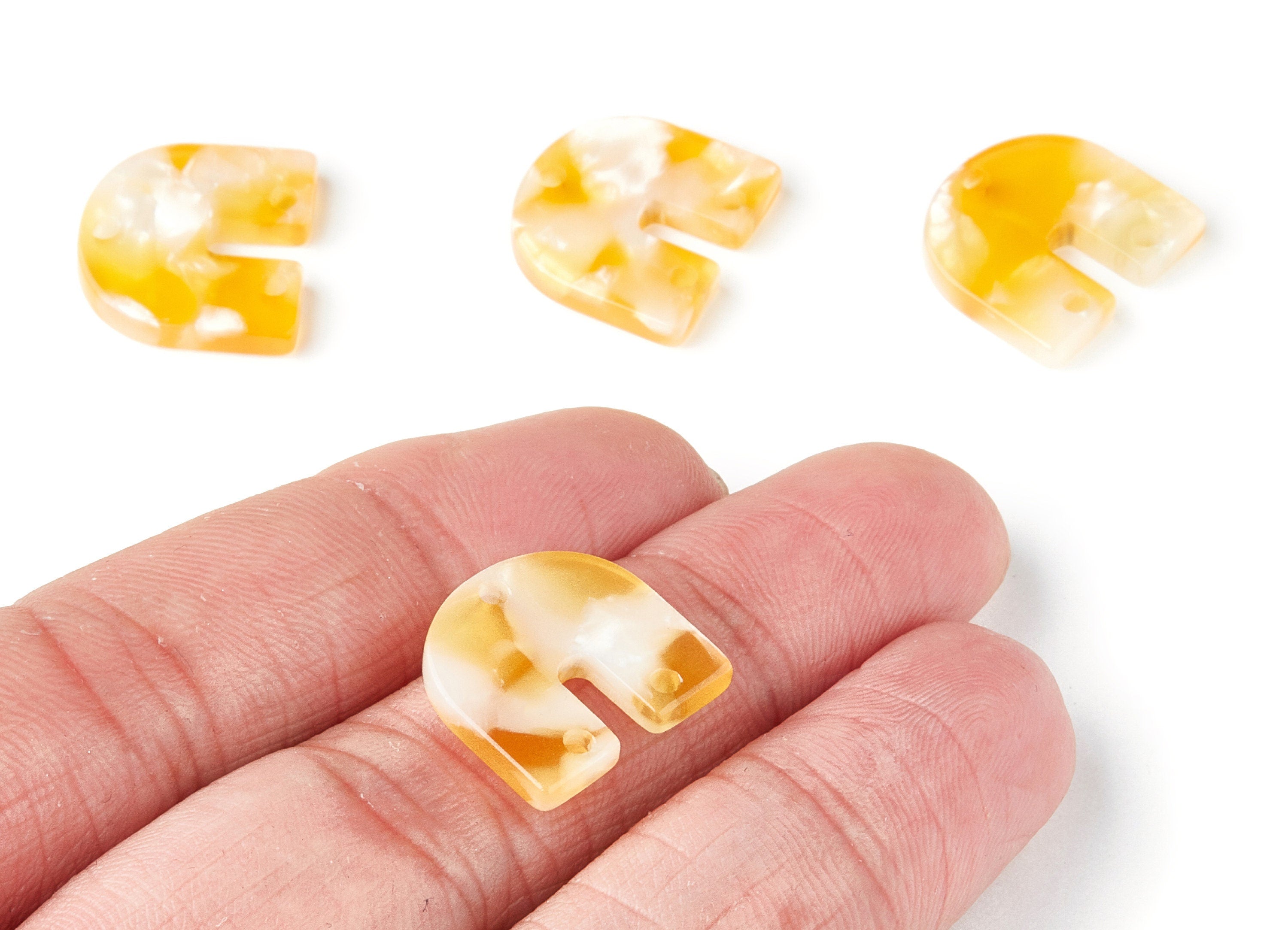 Acetate U Earring Charms With 3 Holes - U Shaped Pendant - Earring Findings - Jewelry Supplies - Color Code: A43 - 16.7x15.8x2.7mm - AC1353P - DOMEDBAZAAR