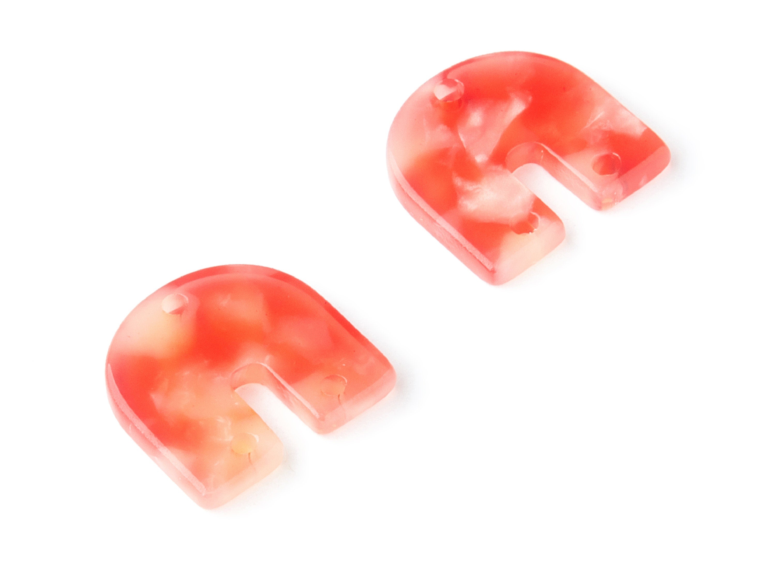 Acetate U Earring Charm With 3 Holes - Acrylic U Pendant - Earring Findings - Jewelry Supplies - Color Code: A34 - 16.7x15.8x2.7mm - AC1353U - DOMEDBAZAAR