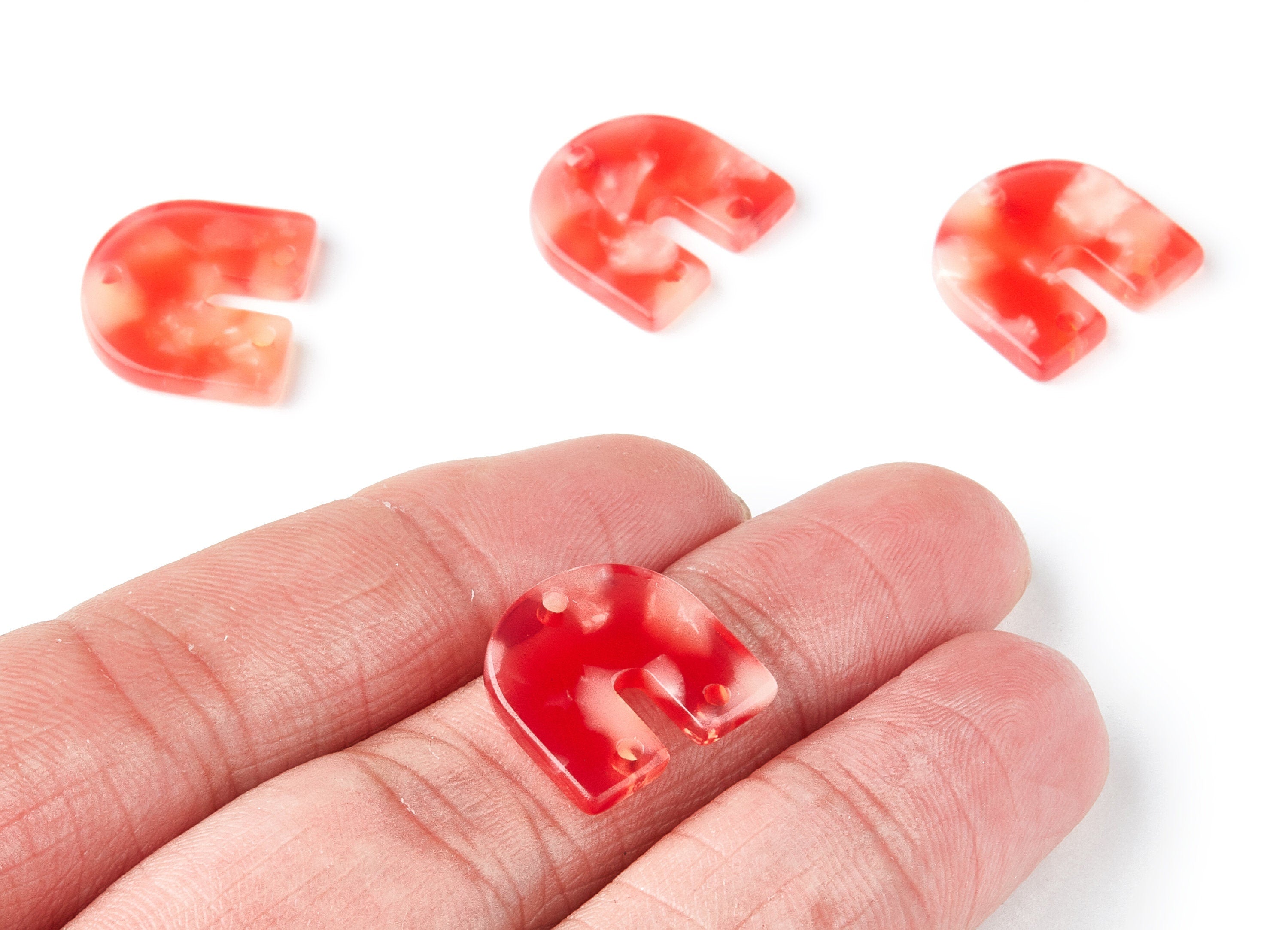 Acetate U Earring Charm With 3 Holes - Acrylic U Pendant - Earring Findings - Jewelry Supplies - Color Code: A34 - 16.7x15.8x2.7mm - AC1353U - DOMEDBAZAAR