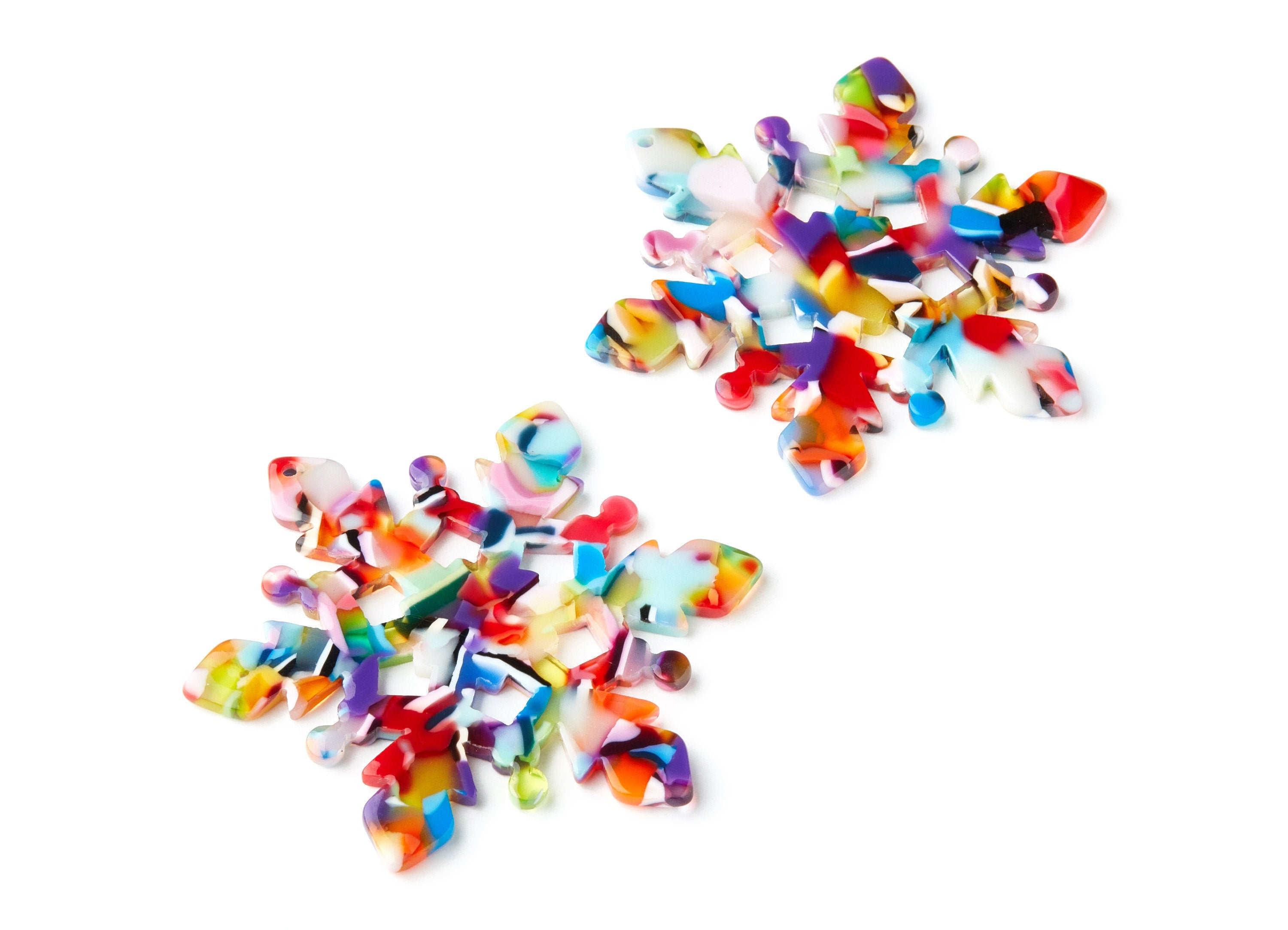 Acetate Snowflake Earring Charms - Snowflake Pendant - Earring Findings - Jewelry Supplies - Color Code: A21 - 61.58x61.5x2.62mm - AC1306A - DOMEDBAZAAR