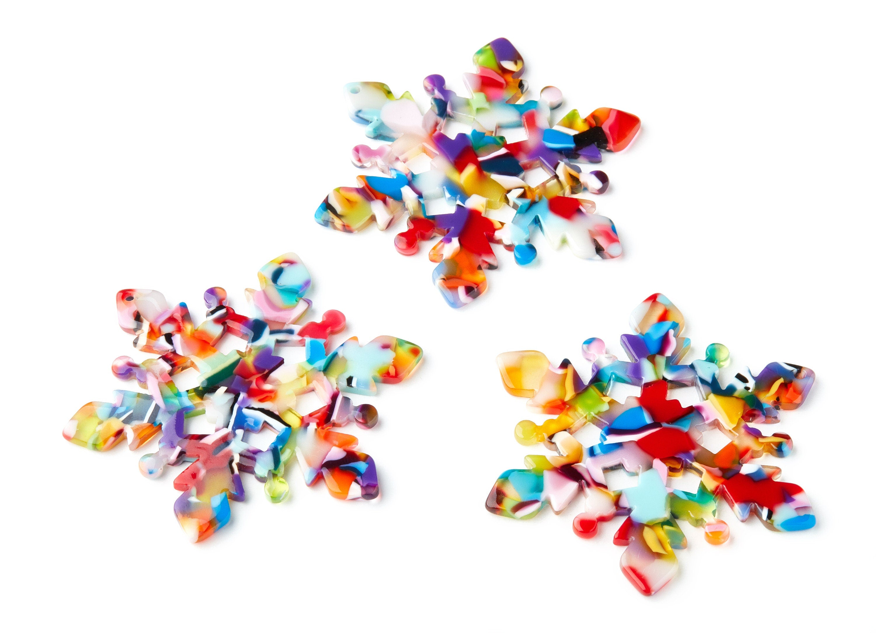 Acetate Snowflake Earring Charms - Snowflake Pendant - Earring Findings - Jewelry Supplies - Color Code: A21 - 61.58x61.5x2.62mm - AC1306A - DOMEDBAZAAR