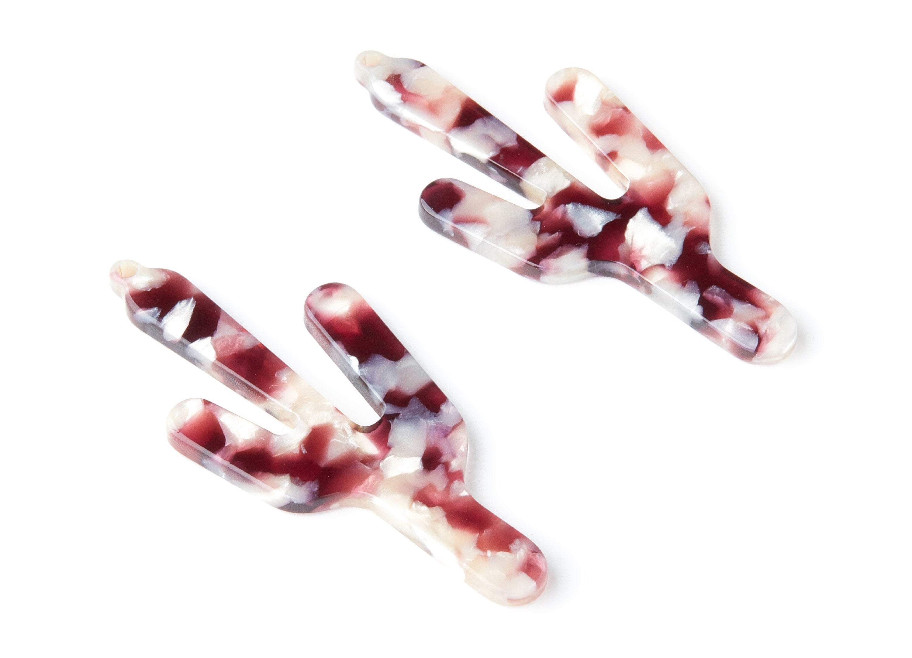 Acetate Cactus Earring Charms - Cactus Shaped Pendant - Earring Findings - Jewelry Supplies - Color Code: A42 - 63.29x27.97x2.75mm - AC1356O - DOMEDBAZAAR