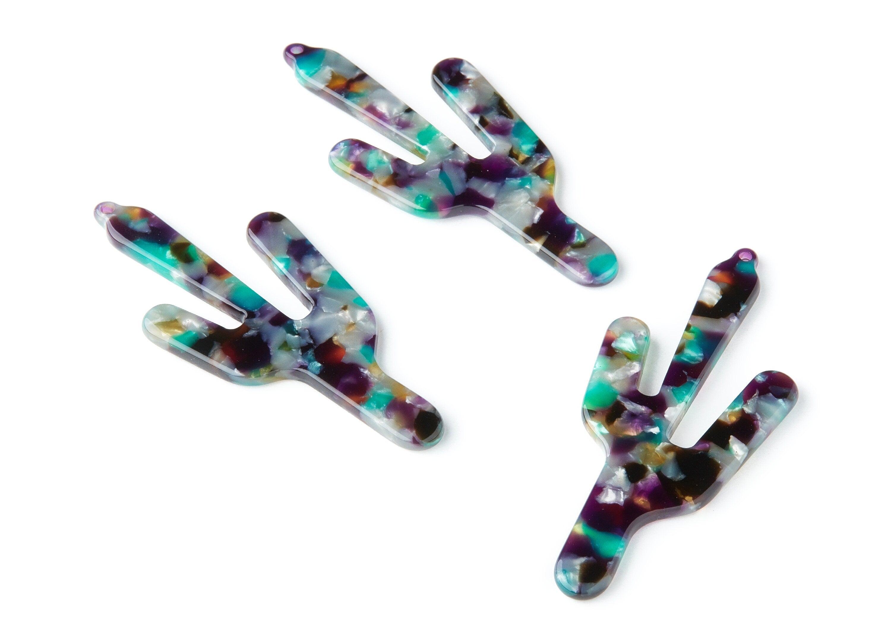 Acetate Cactus Earring Charms - Cactus Shaped Pendant - Earring Findings - Jewelry Supplies - Color Code: A50 - 63.29x27.97x2.75mm - AC1356R - DOMEDBAZAAR