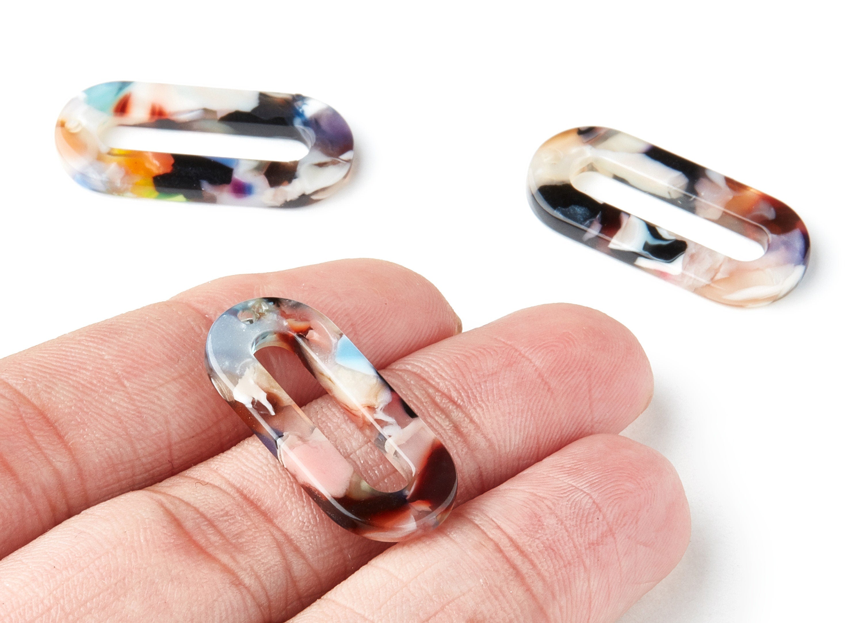 Acetate Oval & Zero Charms - Oval Earrings and Pendant - Earring Findings - Jewelry Supplies - Color Code: A60 - 30.3x13.6x2.26mm - AC1033R - DOMEDBAZAAR