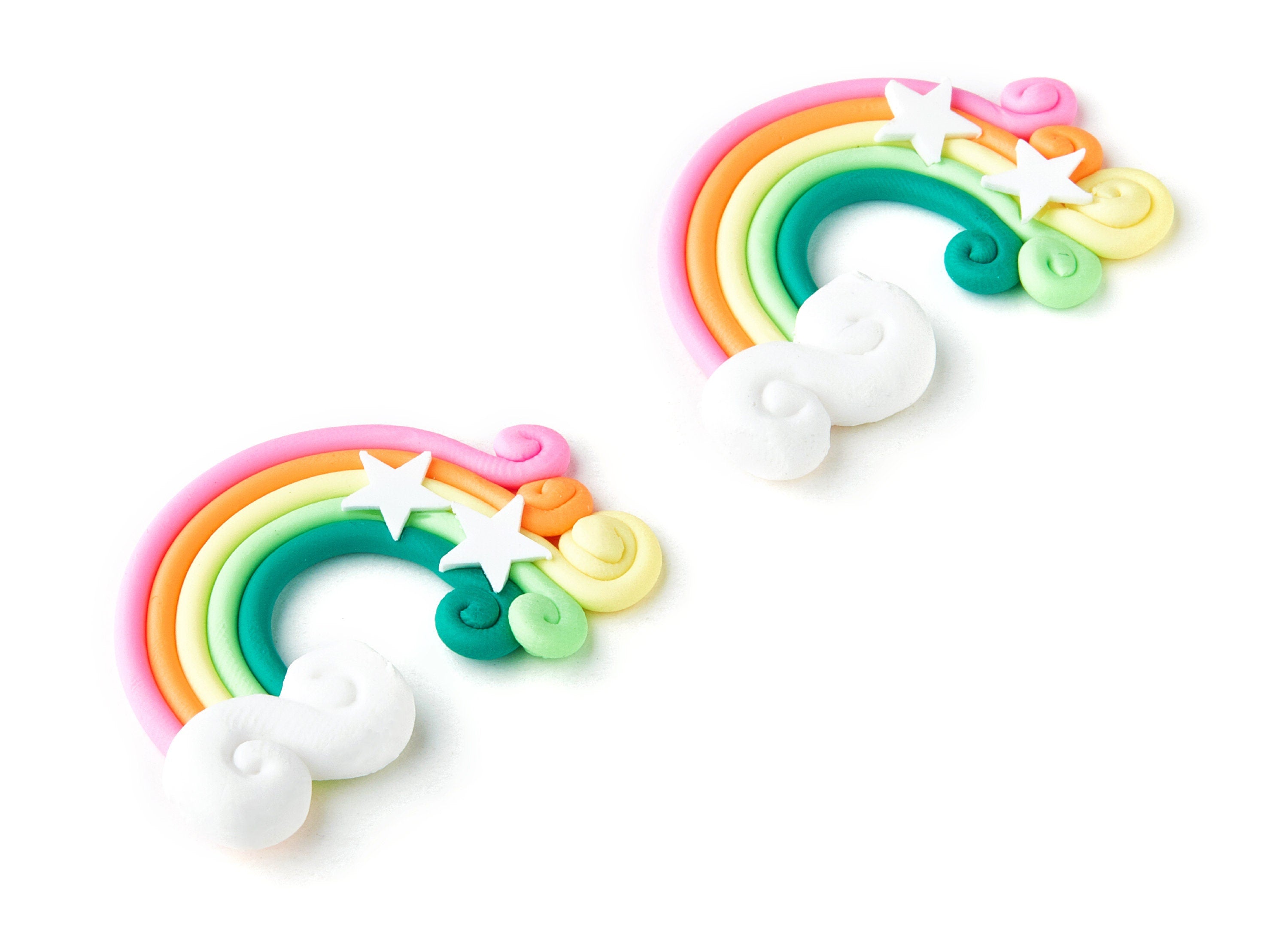 Polymer Clay Charms - Rainbow Cake Topper - Cake Decorations - 37.25x25.48x4.96mm - RC1013A - DOMEDBAZAAR