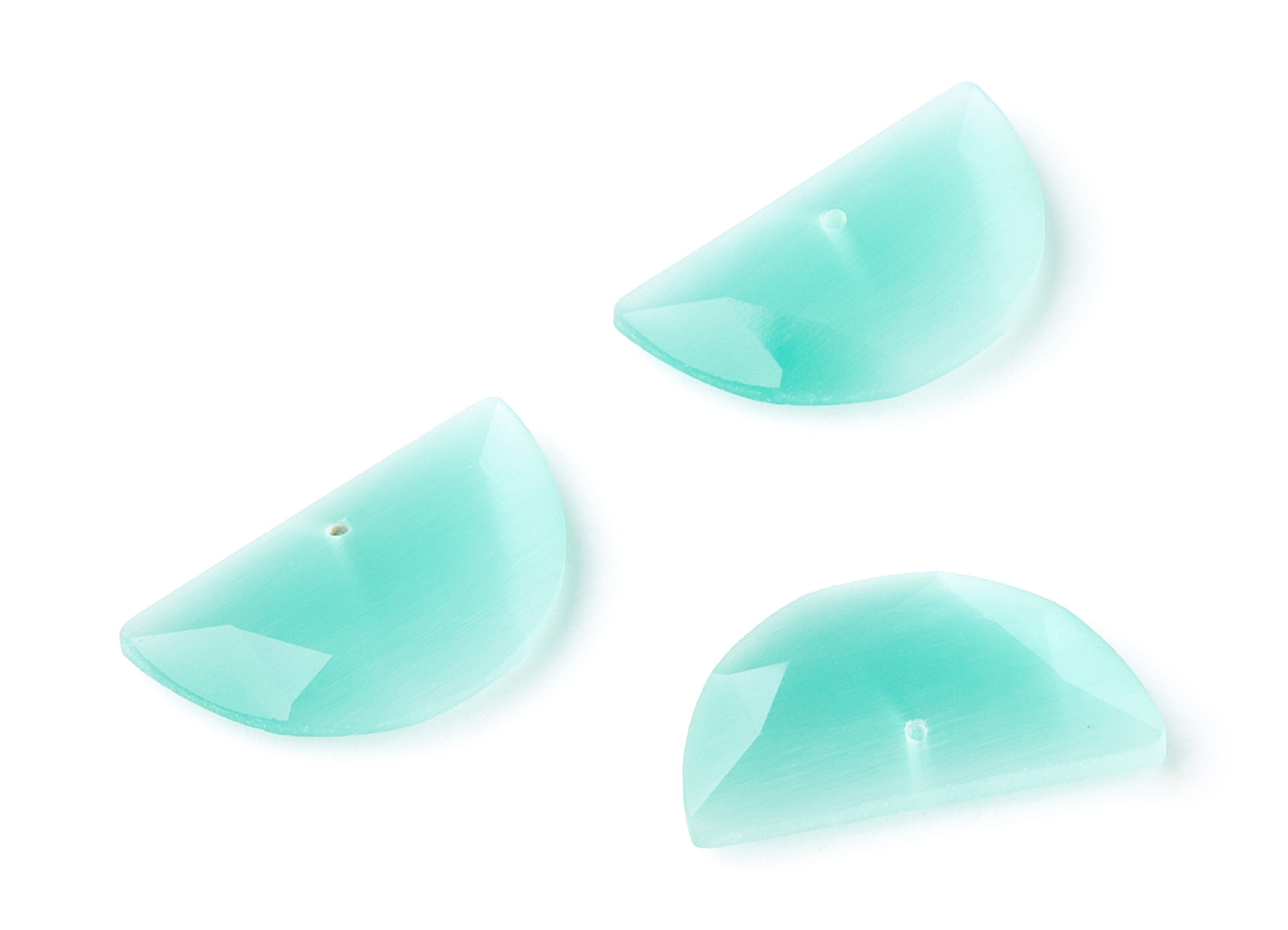 Faceted Glass Stone Earring Charms - Glass Pendants - Semicircle Shaped - 1 Hole - Jewelry Supplies - 24x14x3.7mm - GS1005C - DOMEDBAZAAR