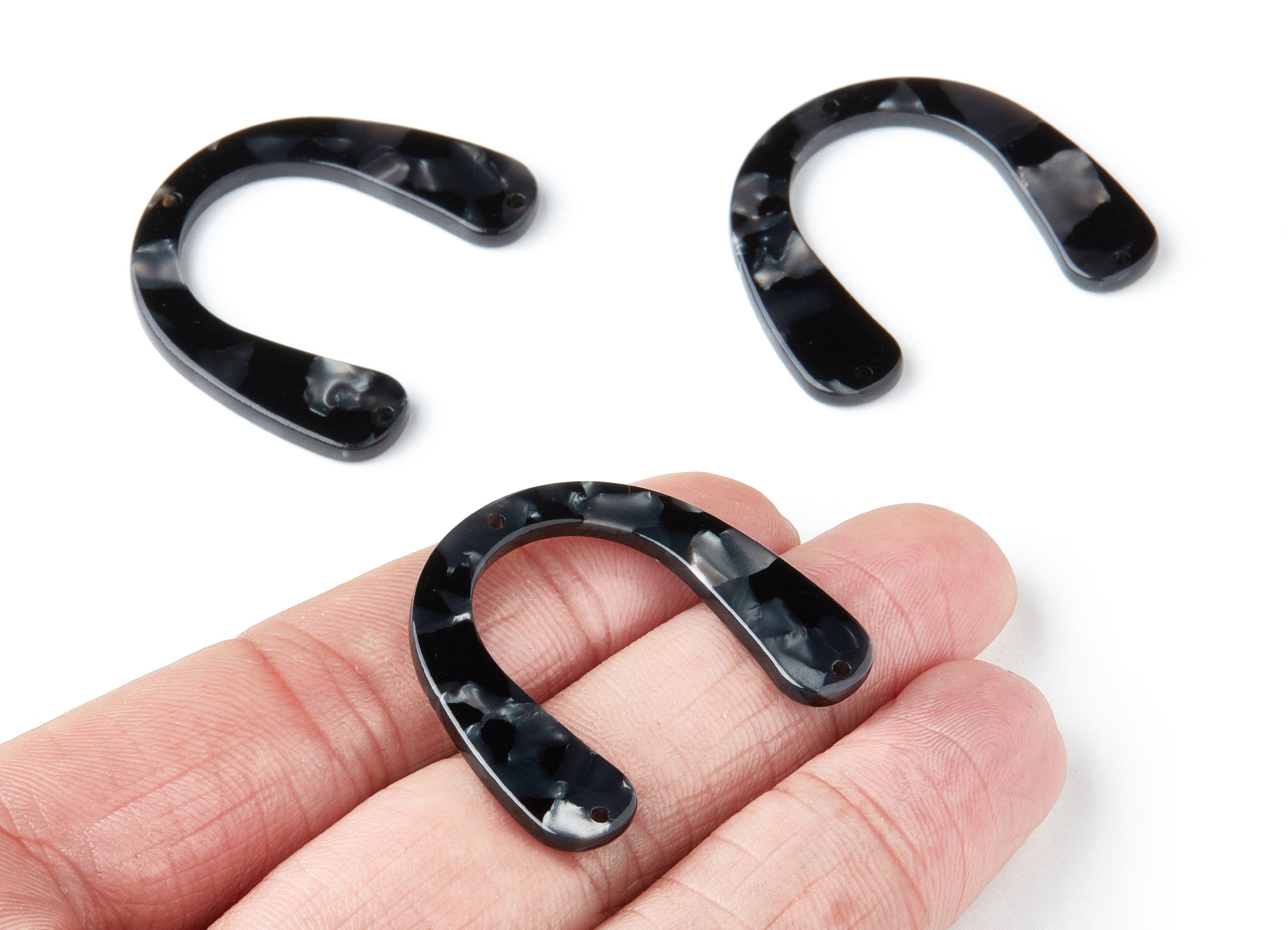 Acetate U Earring Charms - Acrylic U Shaped With 3 Holes - Earring Findings - Jewelry Supplies - Color Code: A48 - 36x30.5x2.7mm - AC1361G - DOMEDBAZAAR