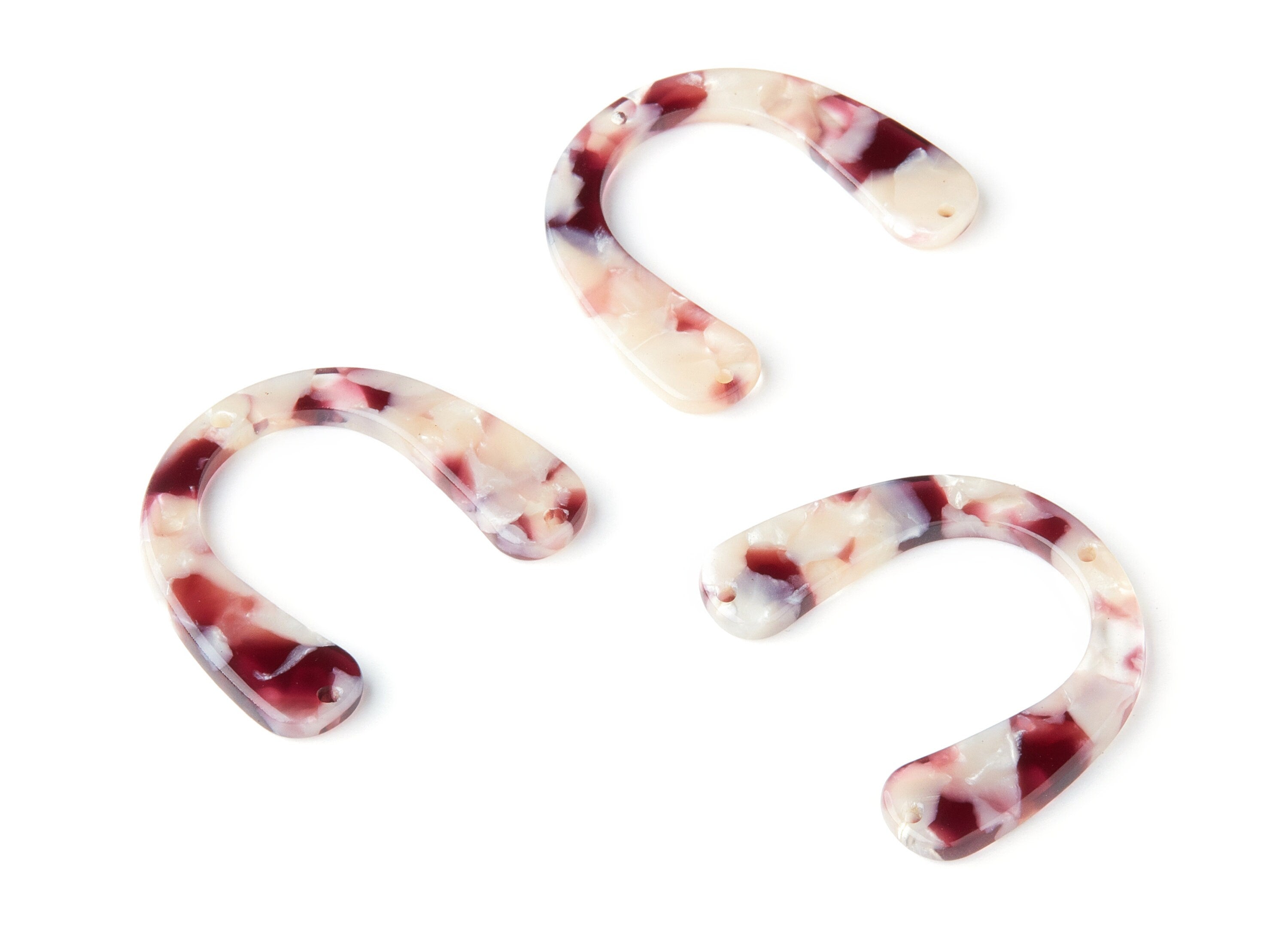 Acetate U Earring Charms - U Shaped Pendant With 3 Holes - Earring Findings - Jewellery Supplies - Color Code: A42 - 36x30.5x2.7mm - AC1361L - DOMEDBAZAAR