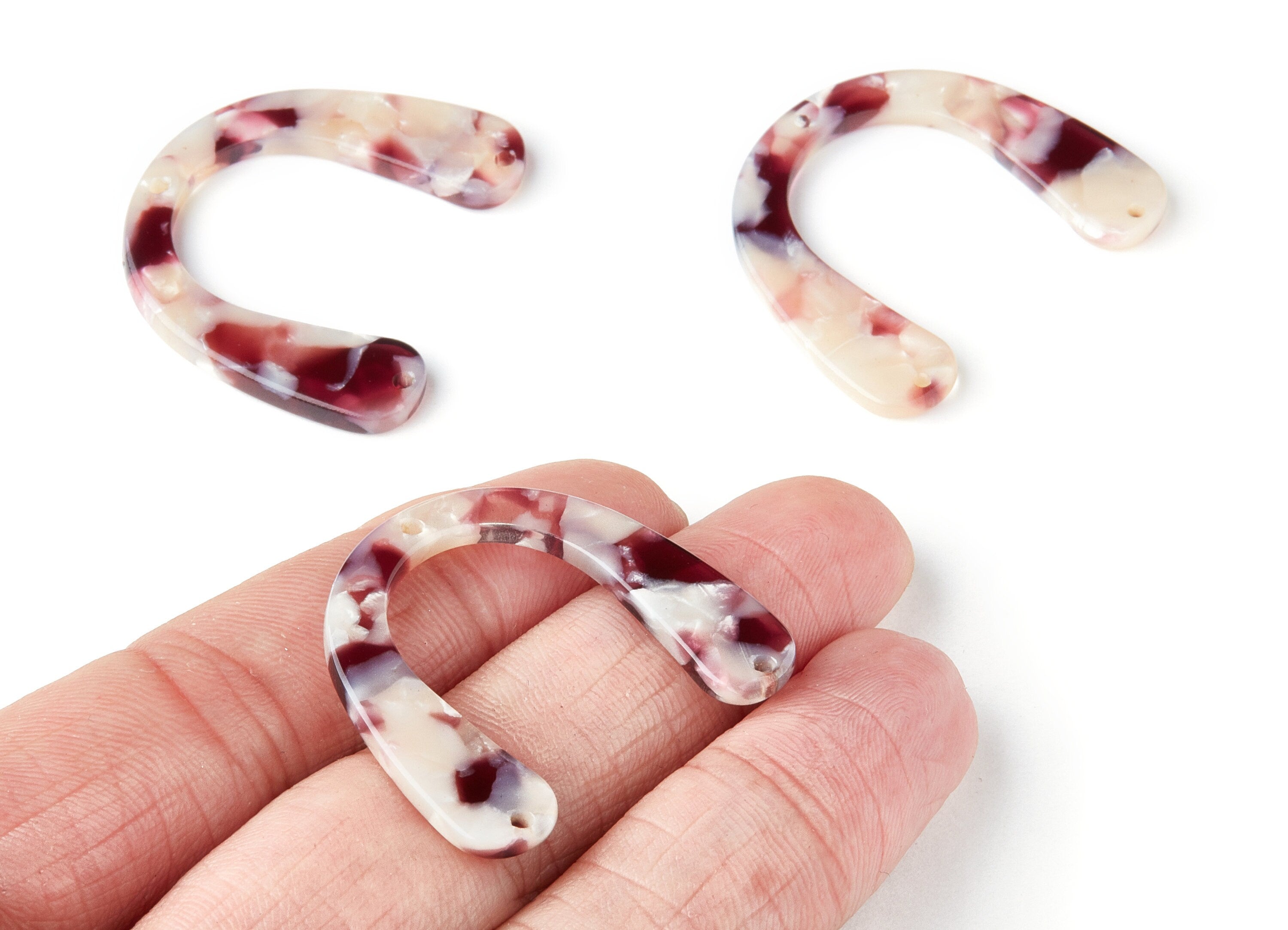 Acetate U Earring Charms - U Shaped Pendant With 3 Holes - Earring Findings - Jewellery Supplies - Color Code: A42 - 36x30.5x2.7mm - AC1361L - DOMEDBAZAAR