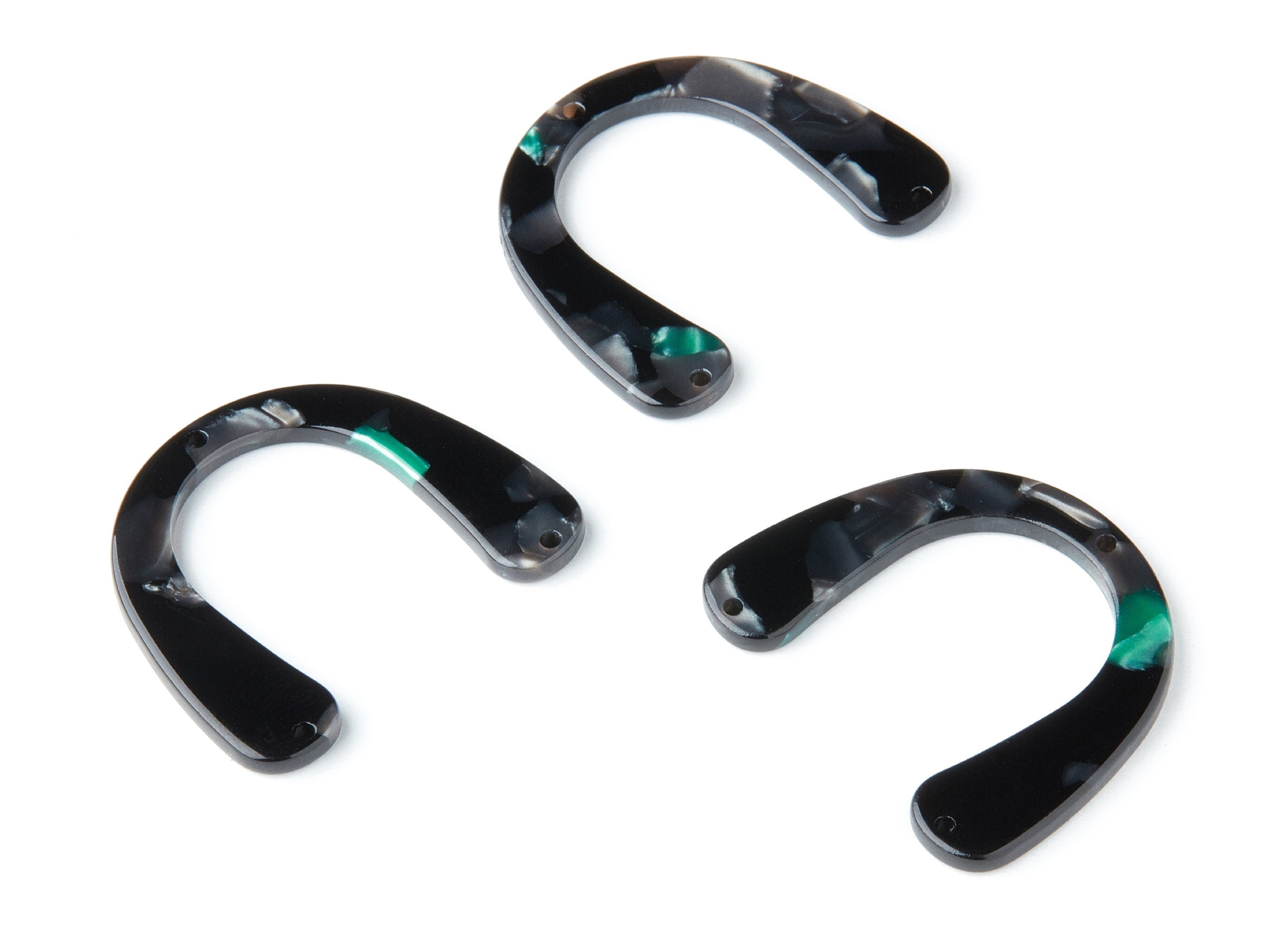 Acetate U Earring Charms - U Shaped Pendant With 3 Holes - Earring Findings - Jewelry Supplies - Color Code: A49 - 36x30.5x2.7mm - AC1361O - DOMEDBAZAAR