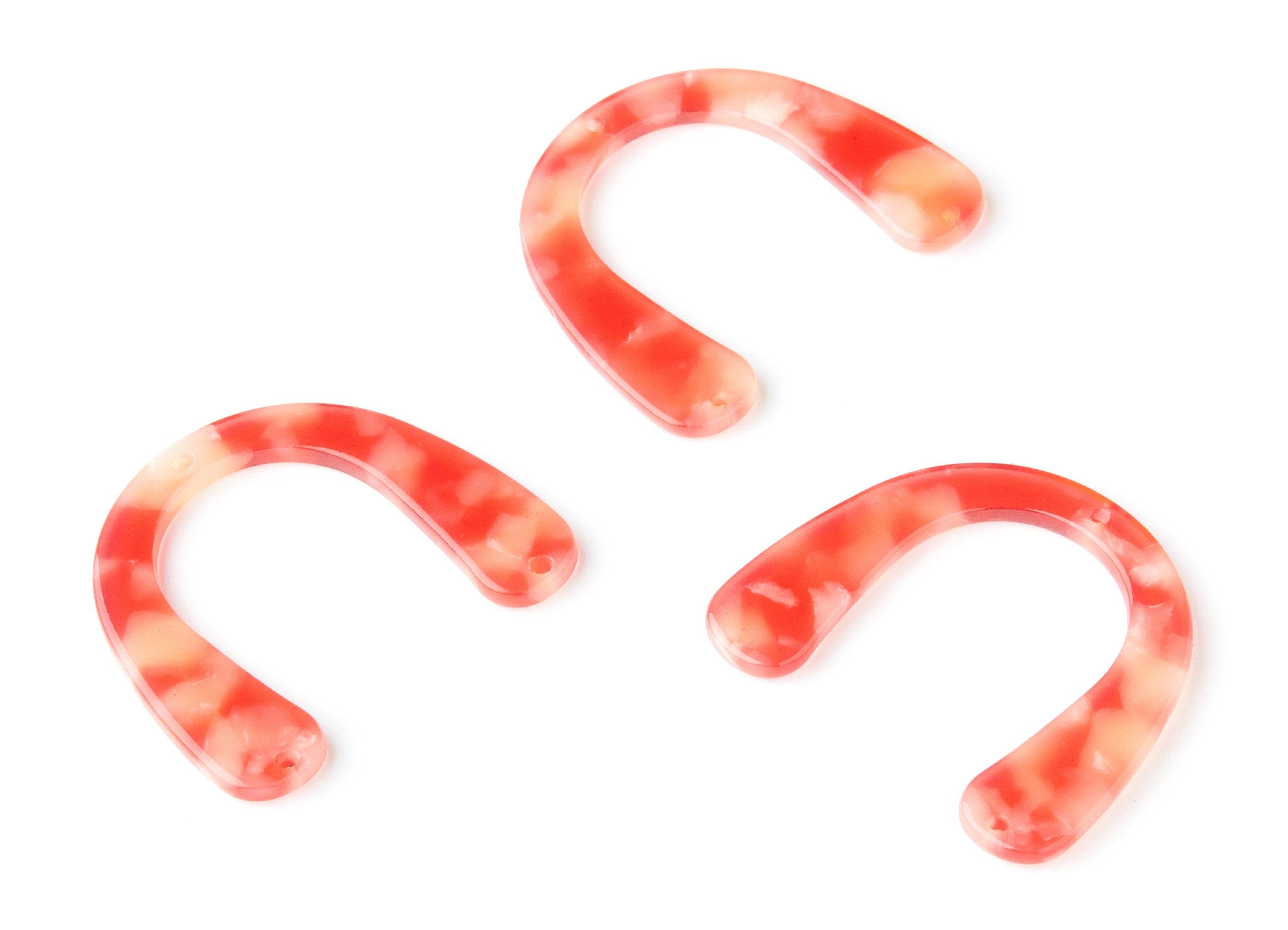 Acetate U Earring Charms - U Pendant With 3 Holes - Earring Findings - Jewelry Supplies - Color Code: A34 - 36x30.5x2.7mm - AC1361P - DOMEDBAZAAR