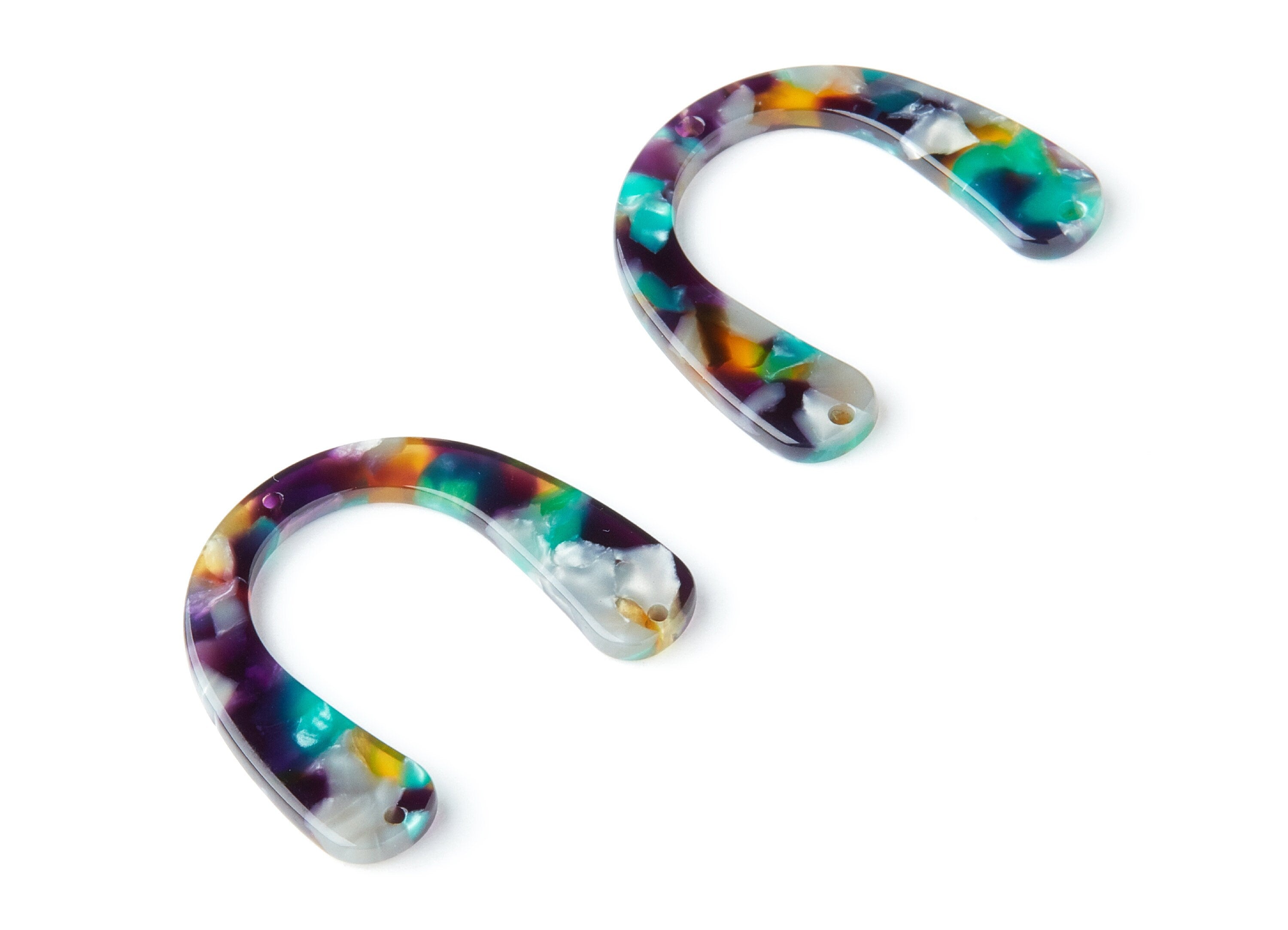 Acetate U Earring Charms - U Pendant With 3 Holes - Earring Findings - Jewelry Supplies - Color Code: A50 - 36x30.5x2.7mm - AC1361S - DOMEDBAZAAR