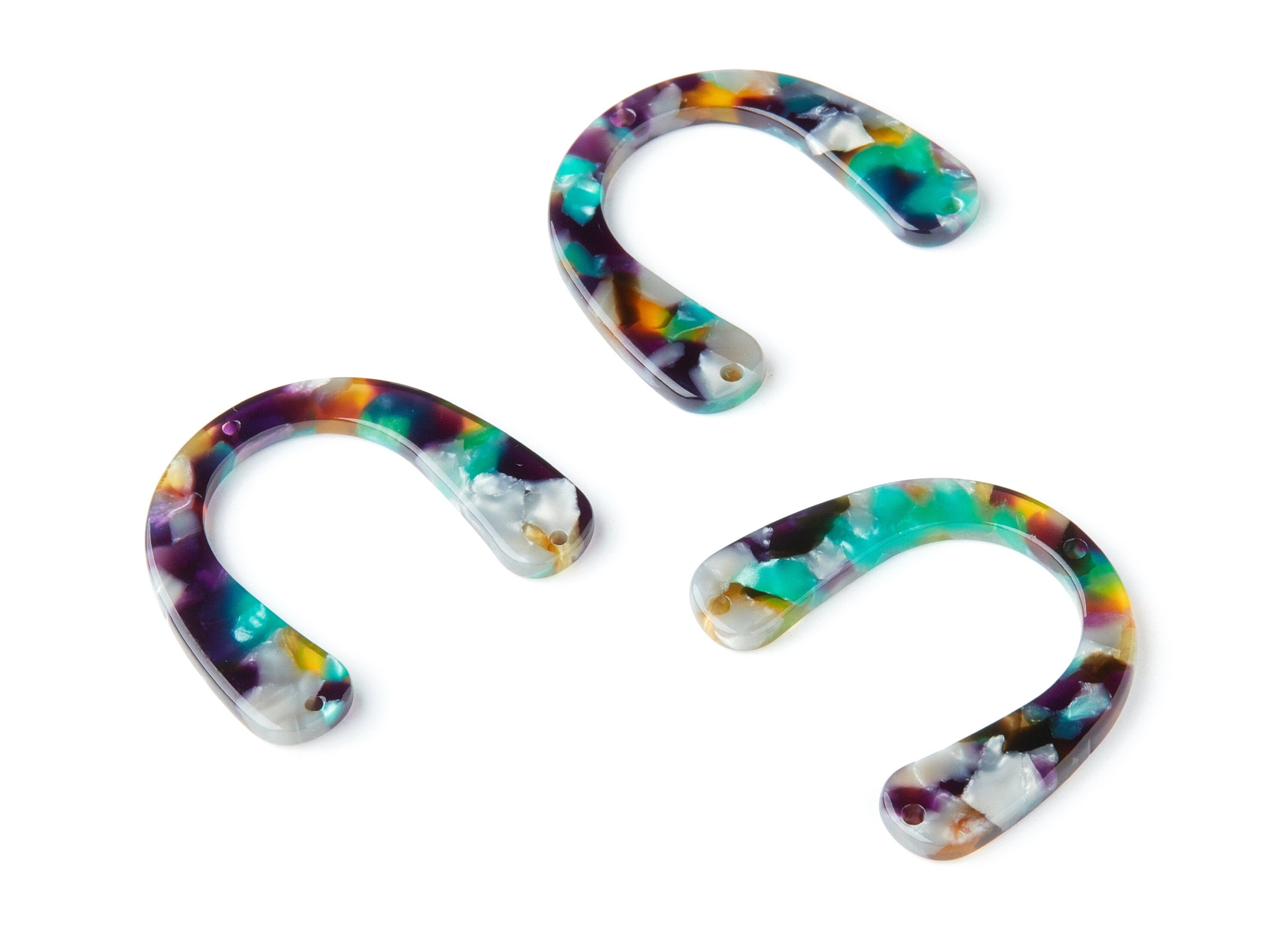 Acetate U Earring Charms - U Pendant With 3 Holes - Earring Findings - Jewelry Supplies - Color Code: A50 - 36x30.5x2.7mm - AC1361S - DOMEDBAZAAR