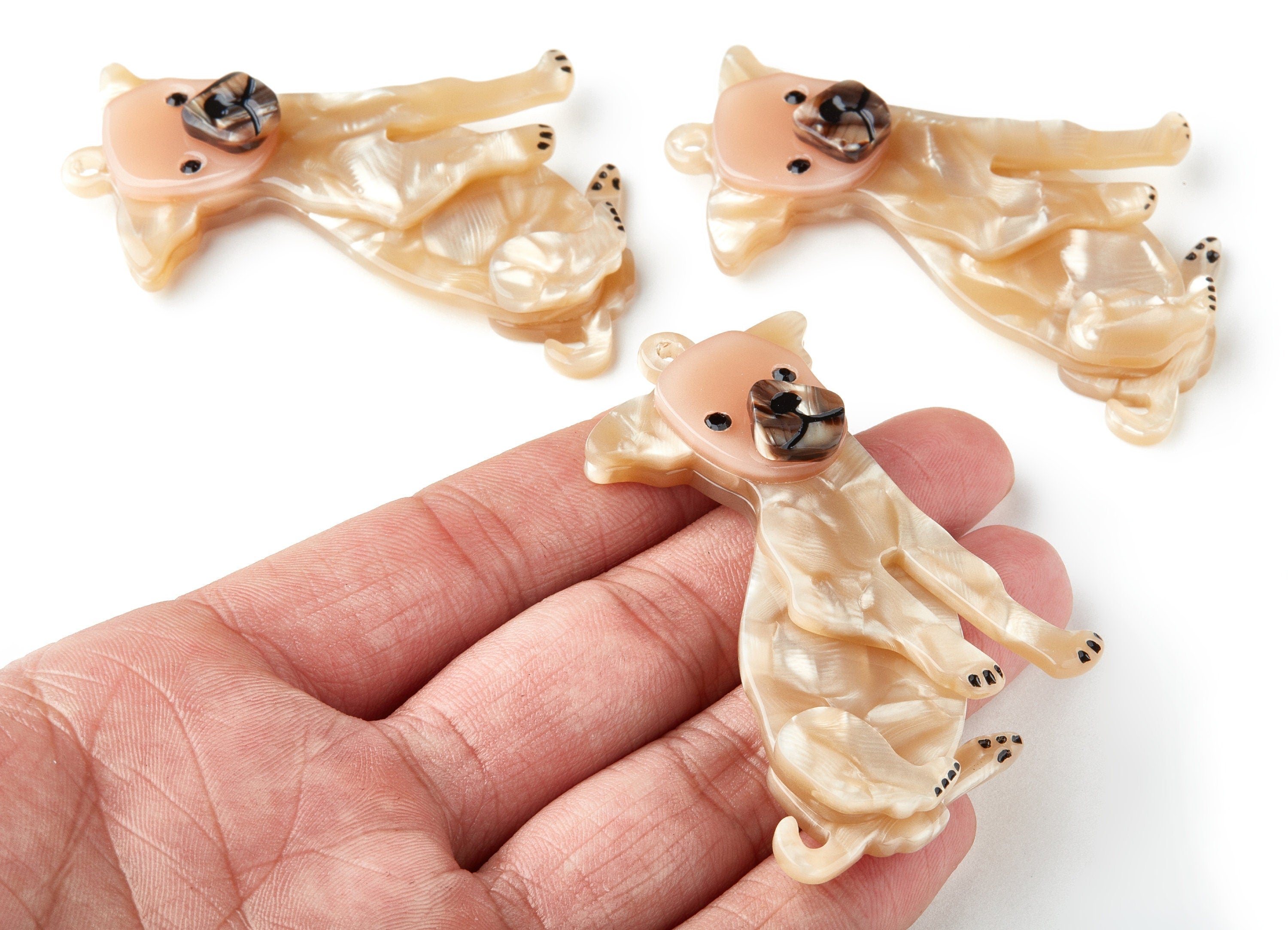 Cellulose Acetate Brooch - Acrylic Celluloid Acetate Charm - Dog Shaped Pendant - Very Nice Charms - 60.55x43.17x10.7mm - AC1409 - DOMEDBAZAAR