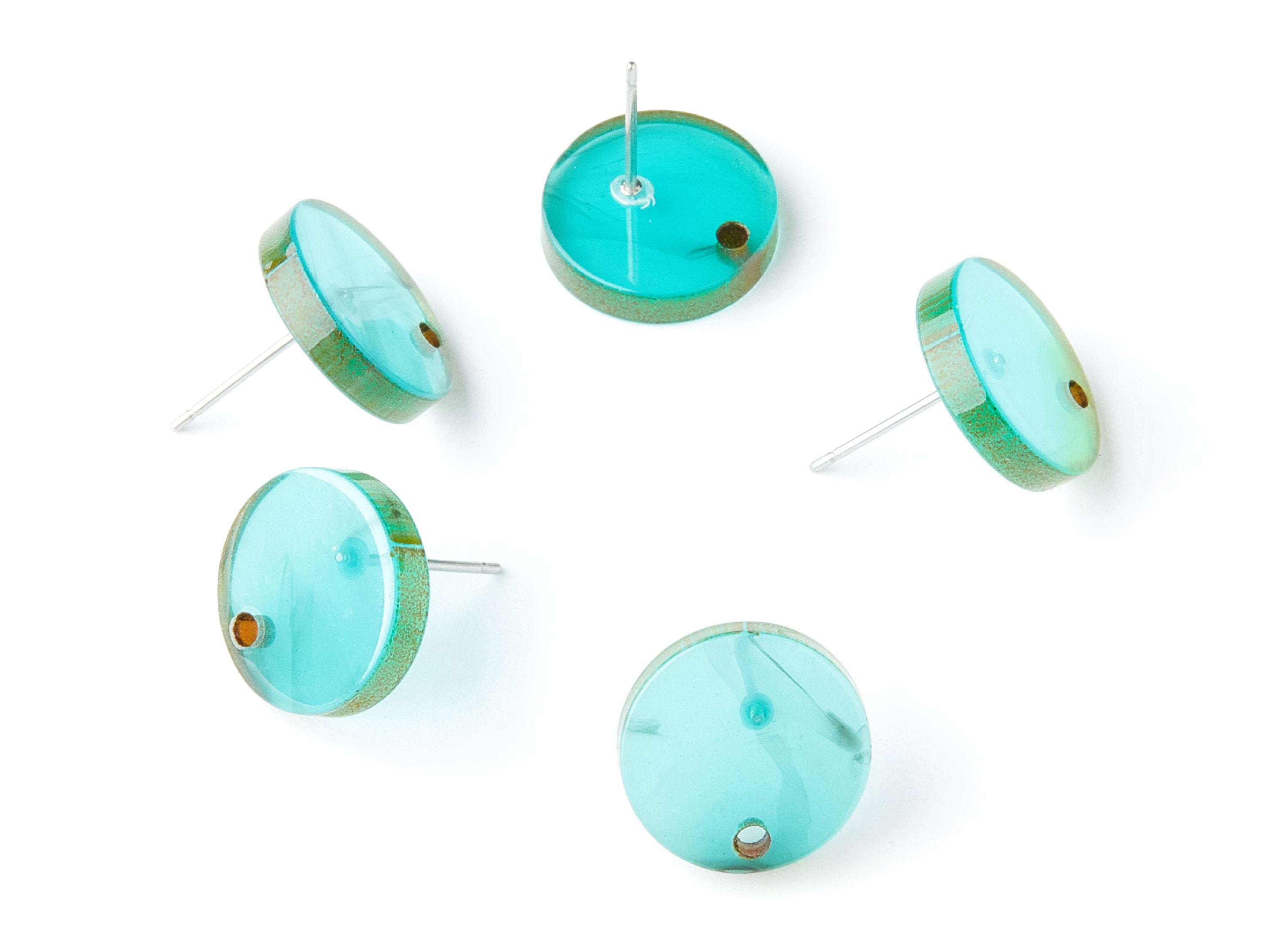 Acetate Round Earring Post - Acetate Round Earring Stud - Earring Stud Findings - Color Code: A235 - 14.6x14.6x2.28mm - AC1385B - DOMEDBAZAAR