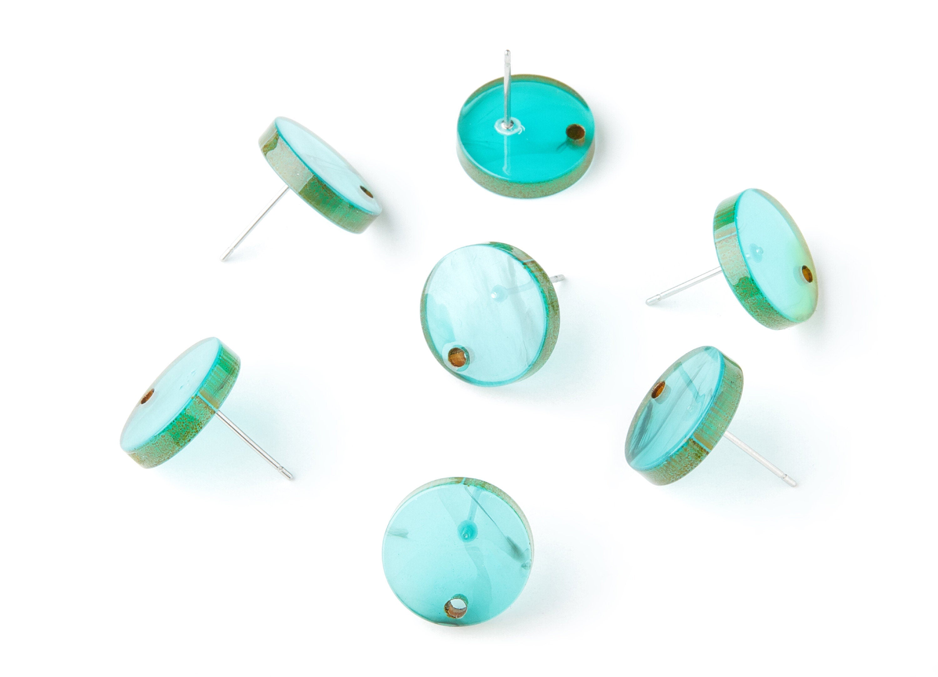 Acetate Round Earring Post - Acetate Round Earring Stud - Earring Stud Findings - Color Code: A235 - 14.6x14.6x2.28mm - AC1385B - DOMEDBAZAAR