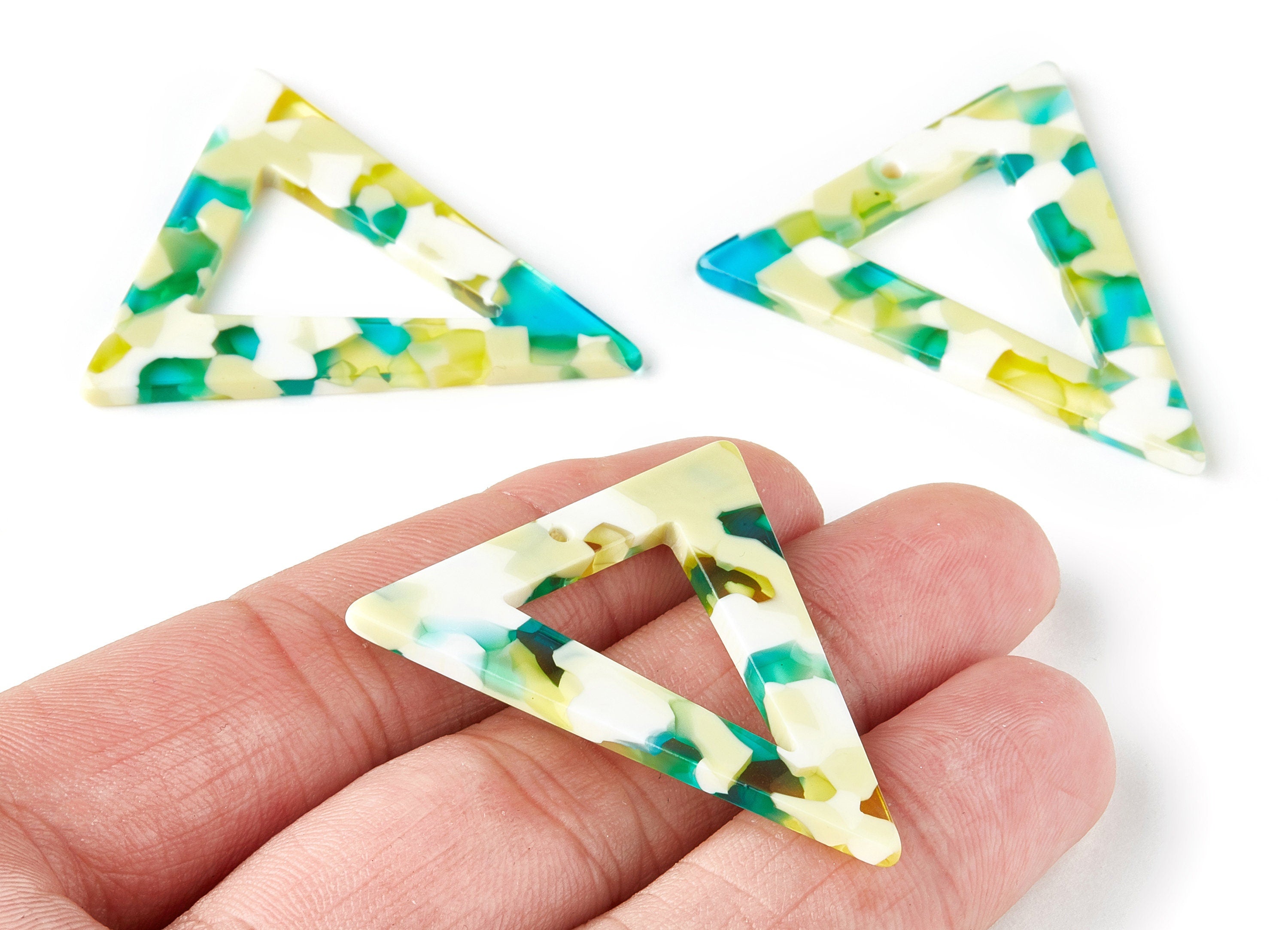 Acetate Triangle Earring Charms - Triangle Pendant - Earring Findings - Jewelry Supplies - Color Code: A199 - 41.16x38.1x2.7mm - AC1488-A199 - DOMEDBAZAAR