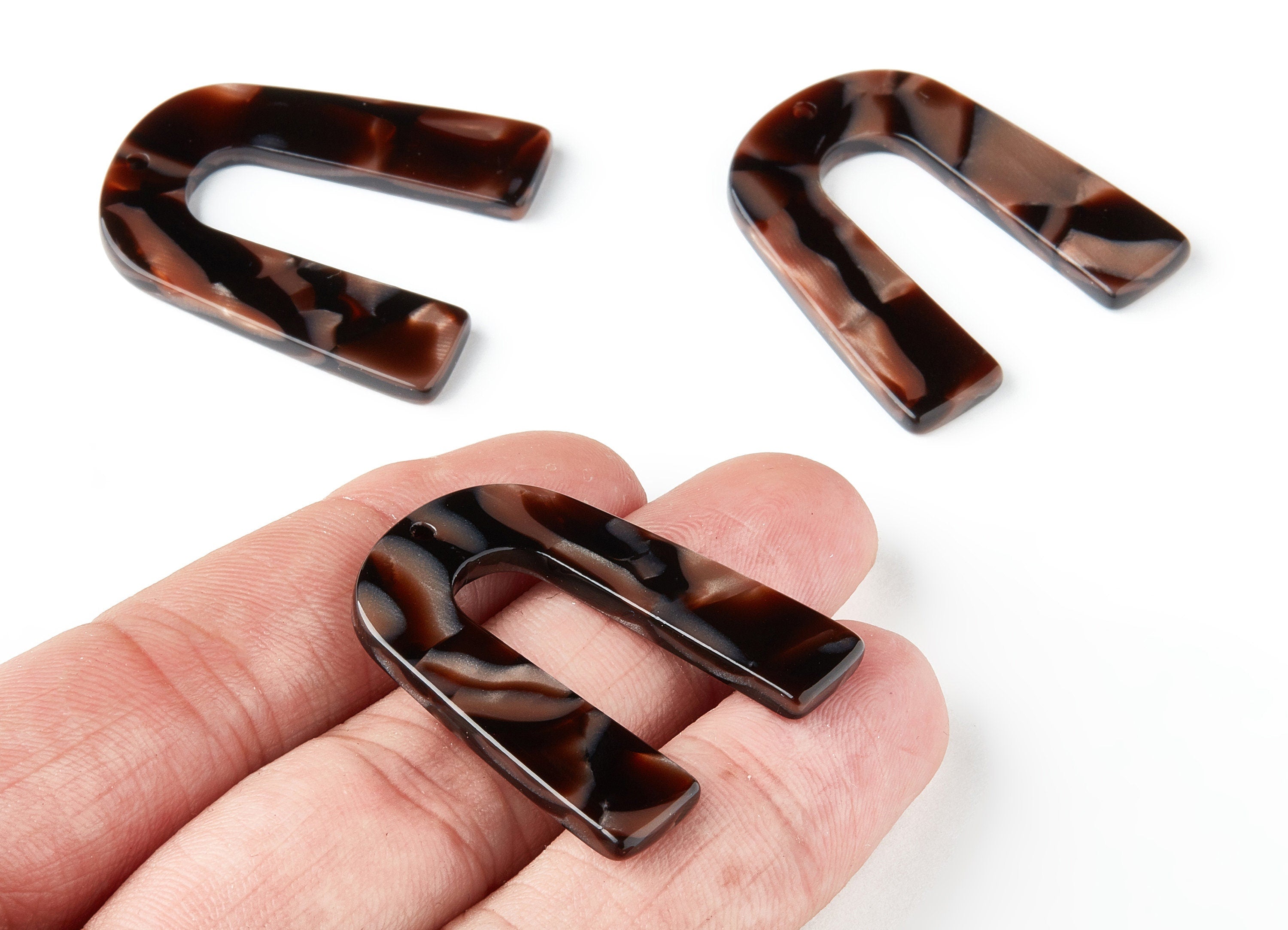 Acetate U Earring Charms - U Shaped Pendant - Earring Findings - Jewelry Supplies - Color Code: A207 - 36.13x31.74x2.72mm - AC1493-A207 - DOMEDBAZAAR