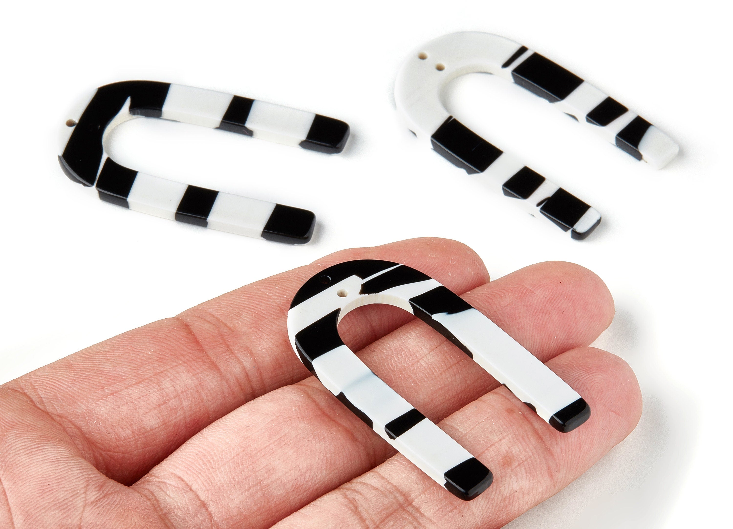 Acetate U Earring Charms - Acrylic U Pendant - Earring Findings - Jewelry Supplies - Color Code: A187 - 44.39x26.52x2.55mm - AC1478-A187 - DOMEDBAZAAR