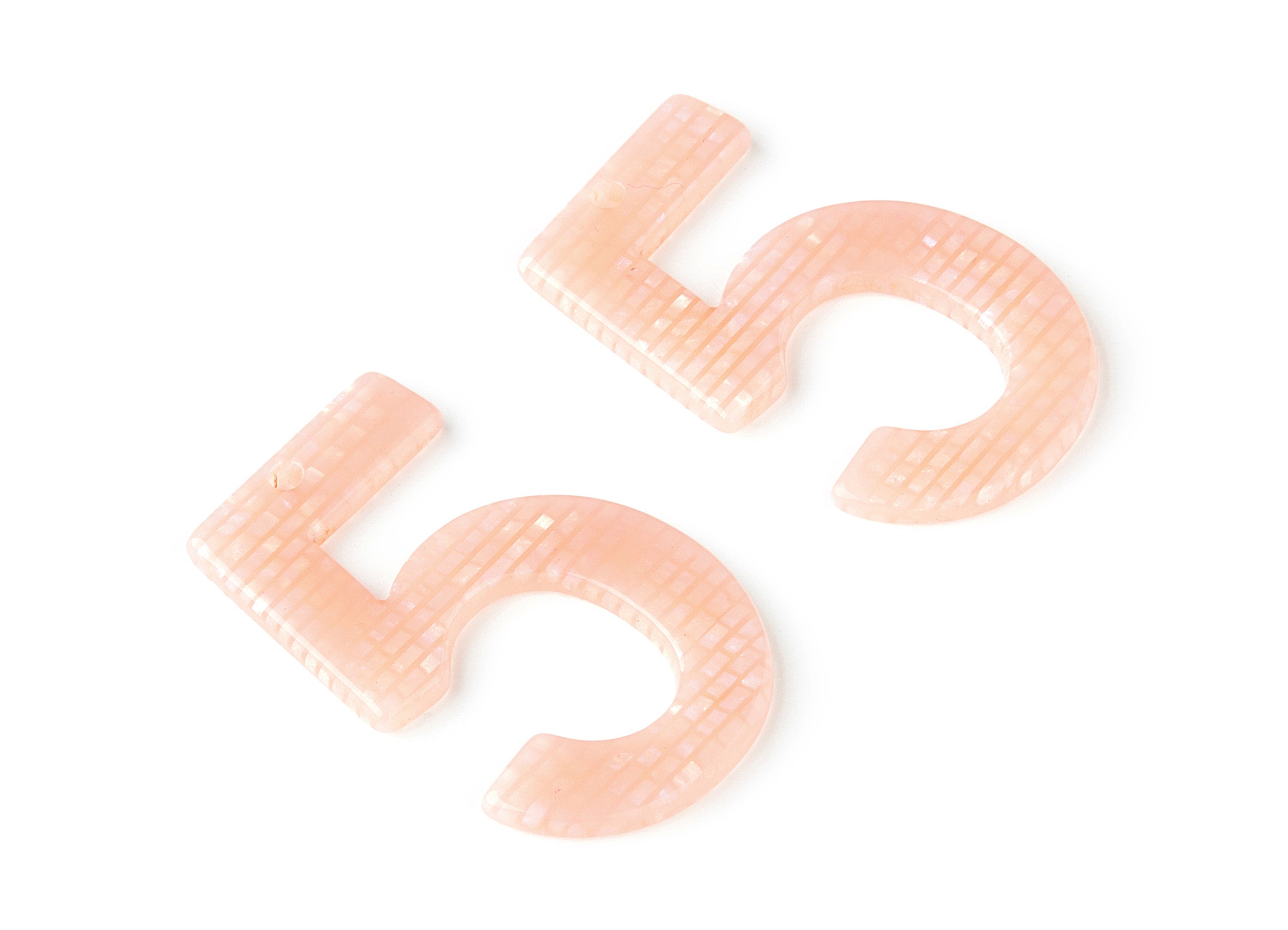 Acetate Number 5 Earring Charm - Number 5 Pendant - Earring Findings - Jewelry Supplies - Color Code: A174 - 38.69x25.7x2.26mm - AC1462-A174 - DOMEDBAZAAR