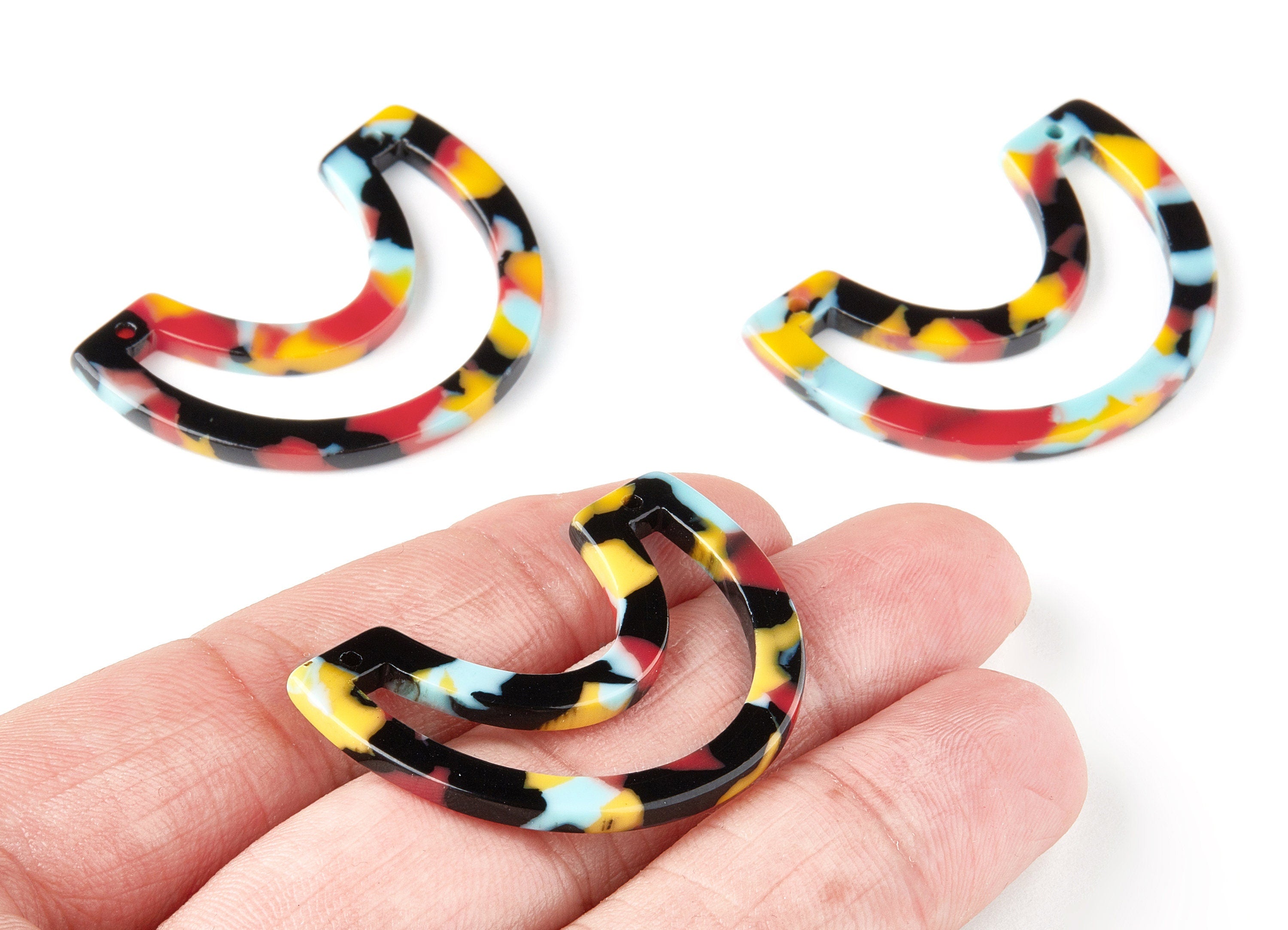 Acetate Moon Earring Charms - Moon Pendant - Earring Findings - Jewelry Supplies - Color Code:A196 - 39.88x15.29x2.58mm - AC1506-A196 - DOMEDBAZAAR