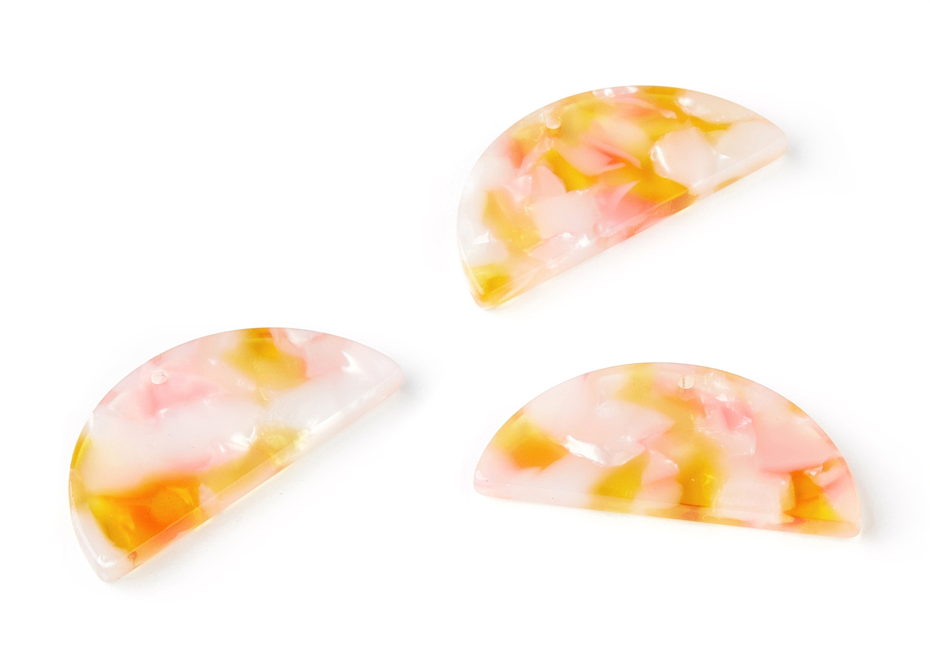 Acetate Semicircle Charms - Acetate Half Moon Charms - Semicircle Earrings and Pendan - Color Code: A204 - 29.13x13.67x2.6mm - AC1499-A204 - DOMEDBAZAAR