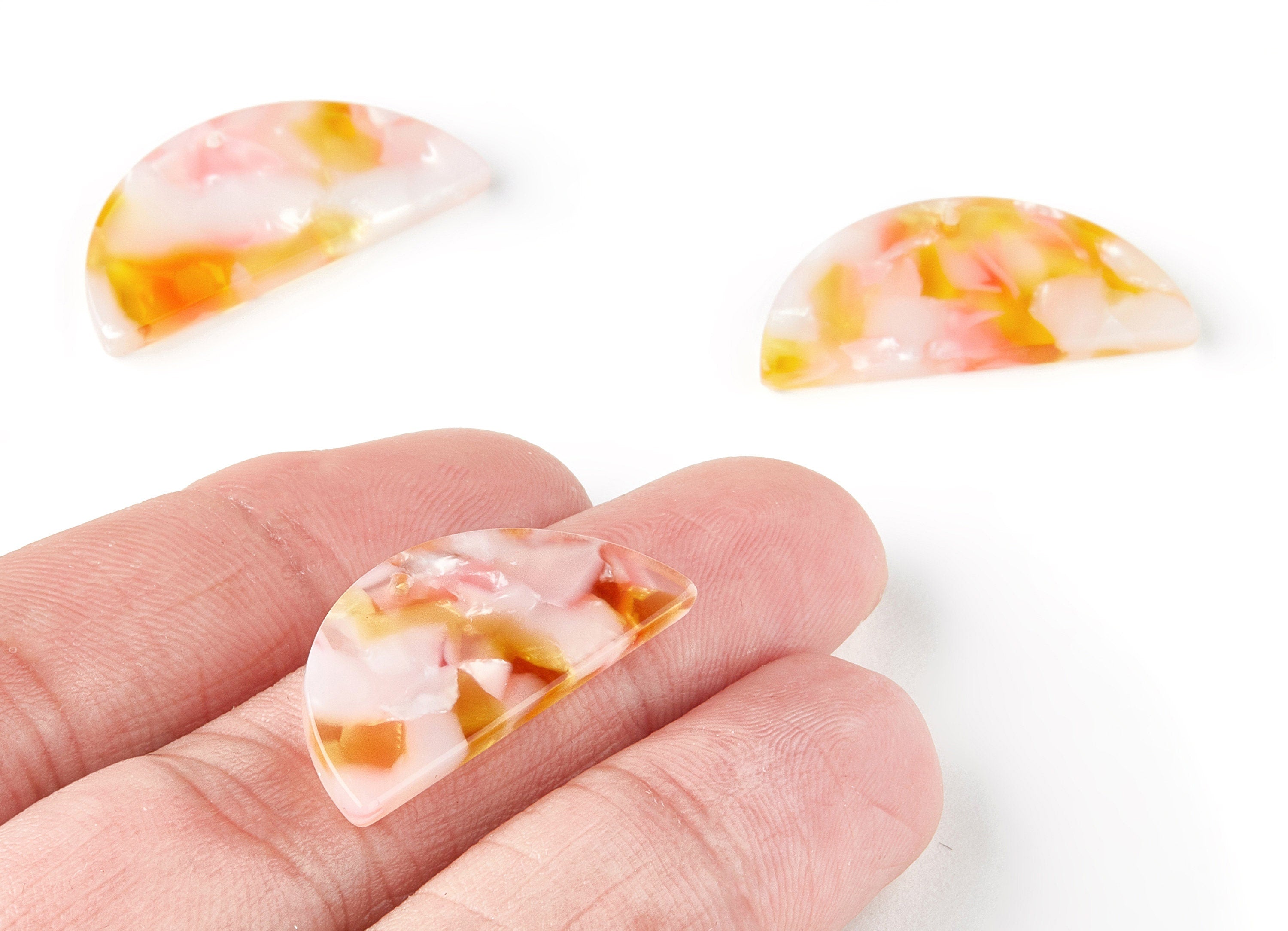 Acetate Semicircle Charms - Acetate Half Moon Charms - Semicircle Earrings and Pendan - Color Code: A204 - 29.13x13.67x2.6mm - AC1499-A204 - DOMEDBAZAAR