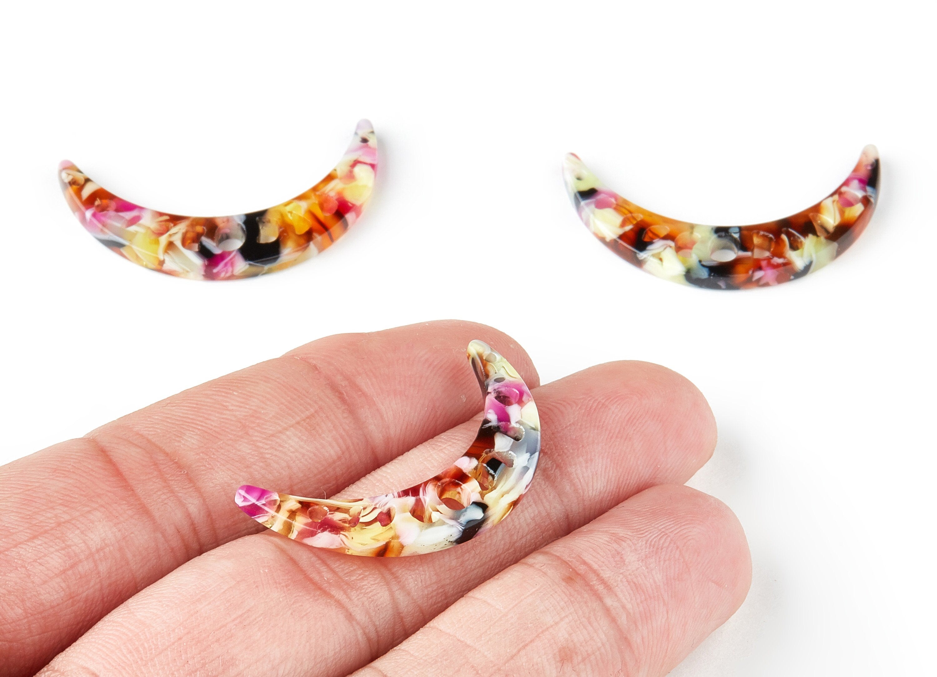 Acetate Moon Charms - Moon Earrings and Pendant - Earring Findings - Jewelry Supplys - Color Code: A164 - 34.34x7.38x2.71mm - AC1513-A164 - DOMEDBAZAAR