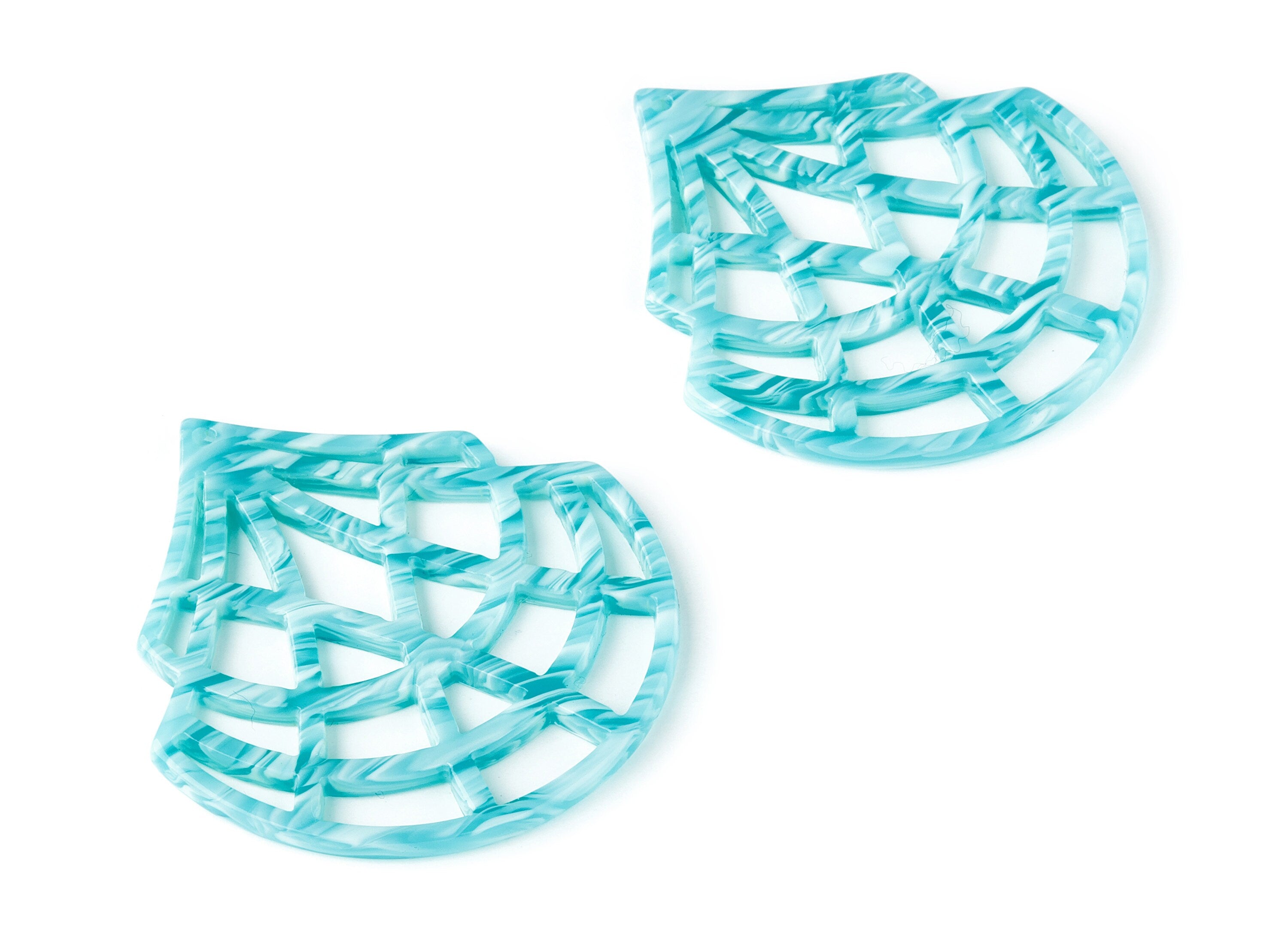 Acetate Fan Earring Charms - Fan Shaped Pendant - Earring Findings - Jewelry Supplies - Color Code: A170 - 53.02x49.65x2.56mm - AC1454-A170 - DOMEDBAZAAR