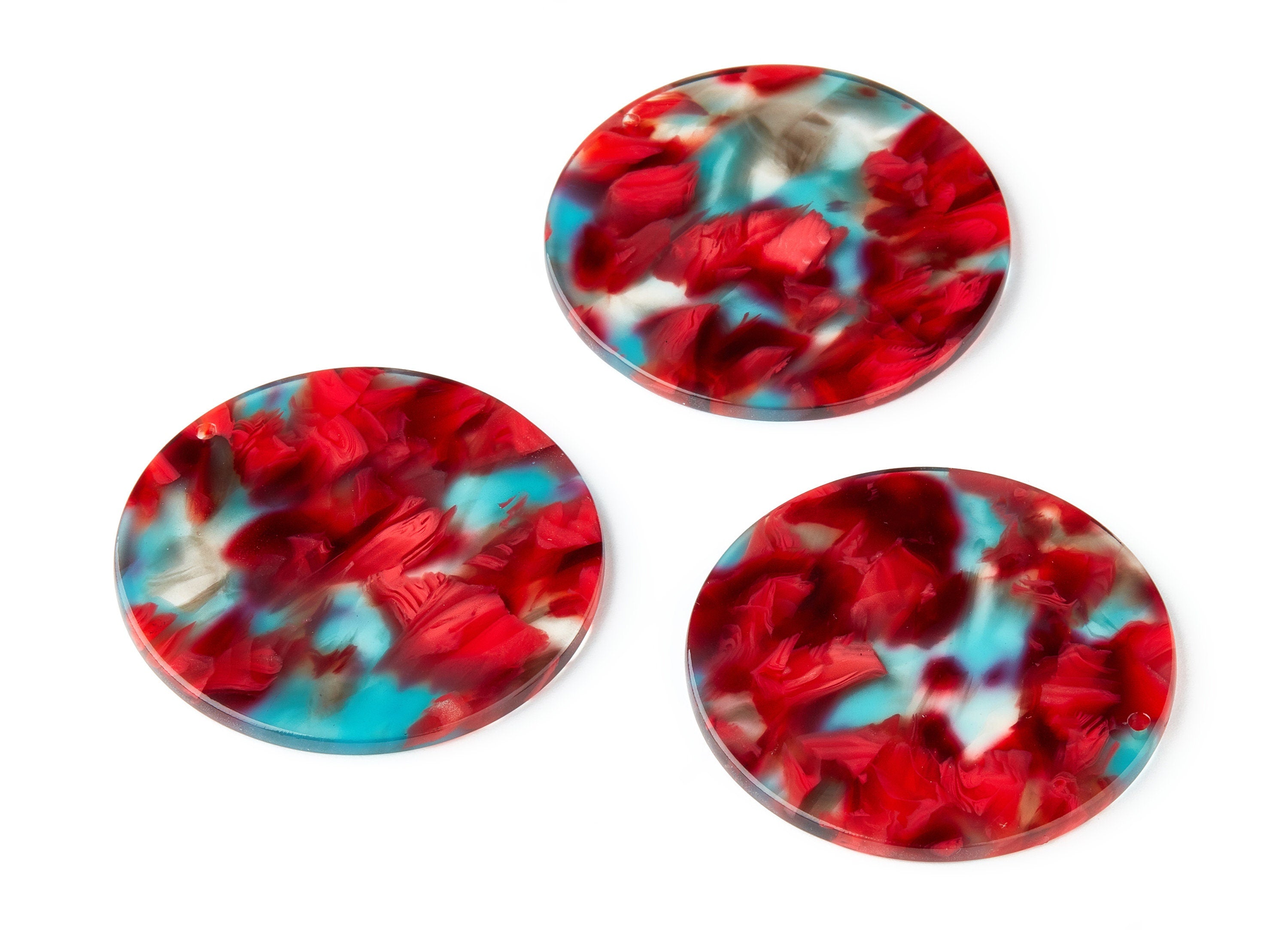 Acetate Round Earring Charm - Circle Shaped Pendant - Earring Findings - Jewelry Supplies - Color Code: A185 - 44.8x44.8x2.6mm - AC1477-A185 - DOMEDBAZAAR