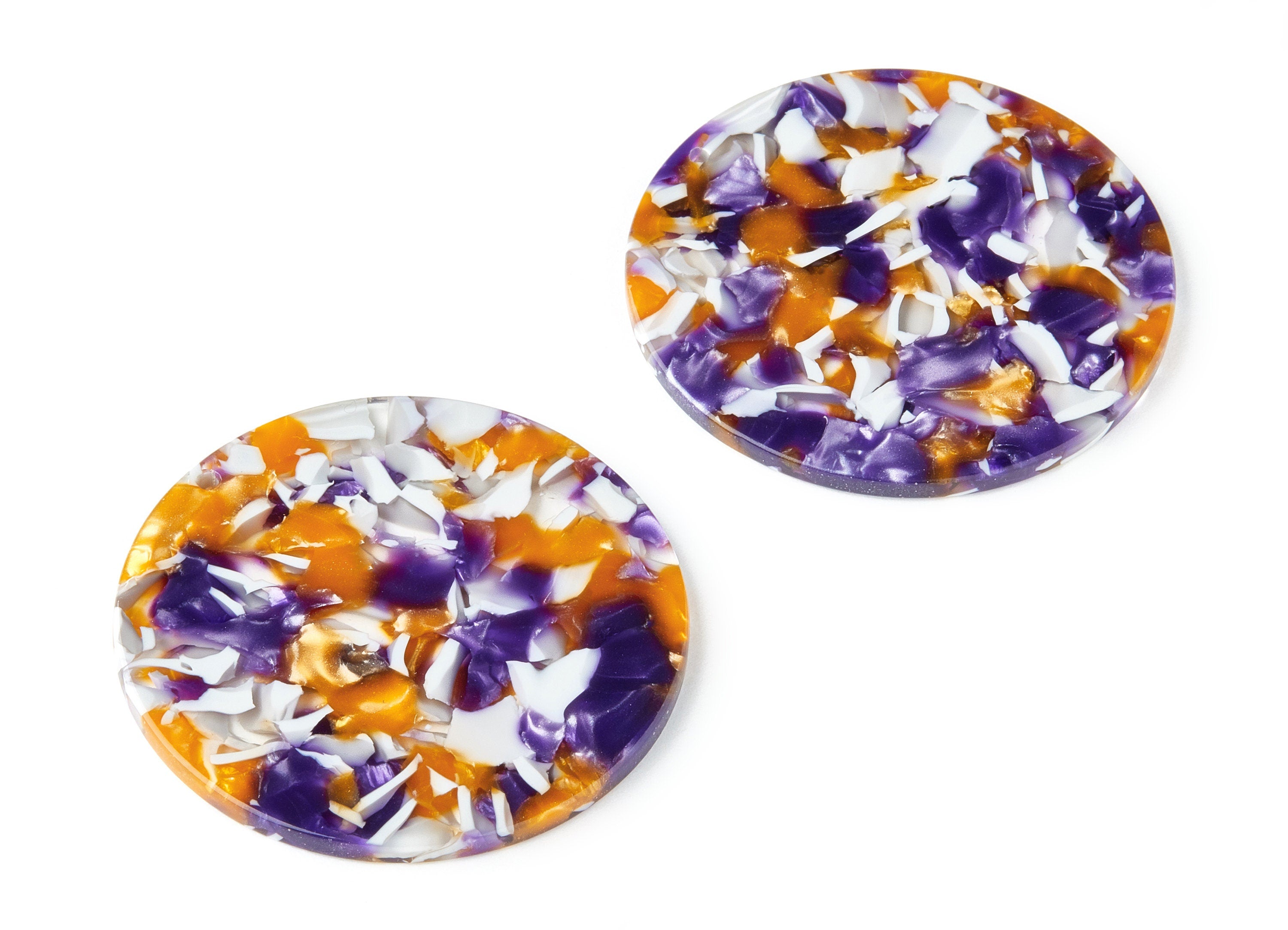 Acetate Round Earring Charm - Circle Shaped Pendant - Earring Findings - Jewelry Supplies - Color Code: A186 - 44.8x44.8x2.6mm - AC1477-A186 - DOMEDBAZAAR