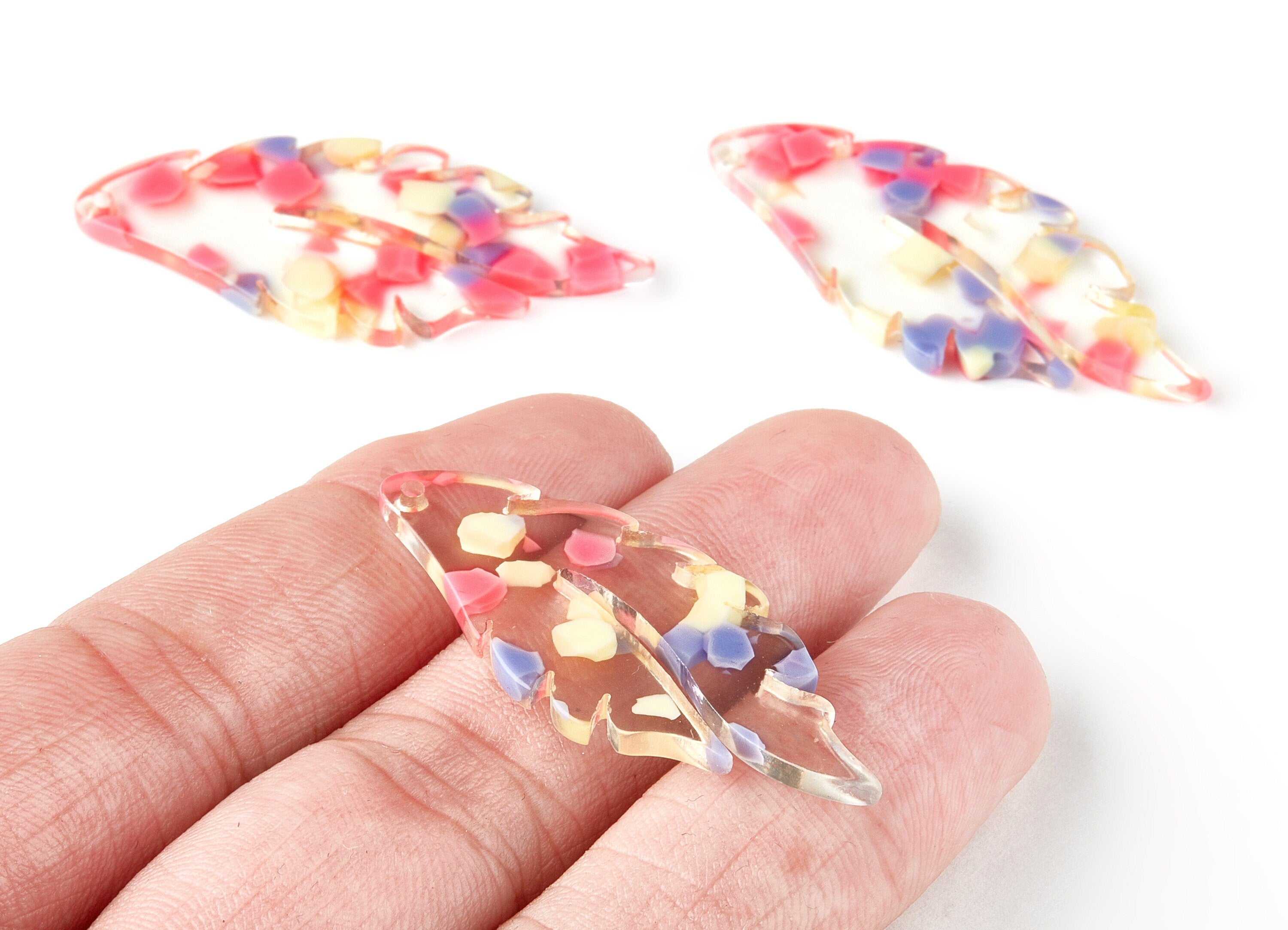 Acetate Leaf Earring Charms - Leaf Shaped Charms - Earring Findings - Jewelry Supplies - Color Code:A168 - 43.83x19.46x2.55mm - AC1455-A168 - DOMEDBAZAAR