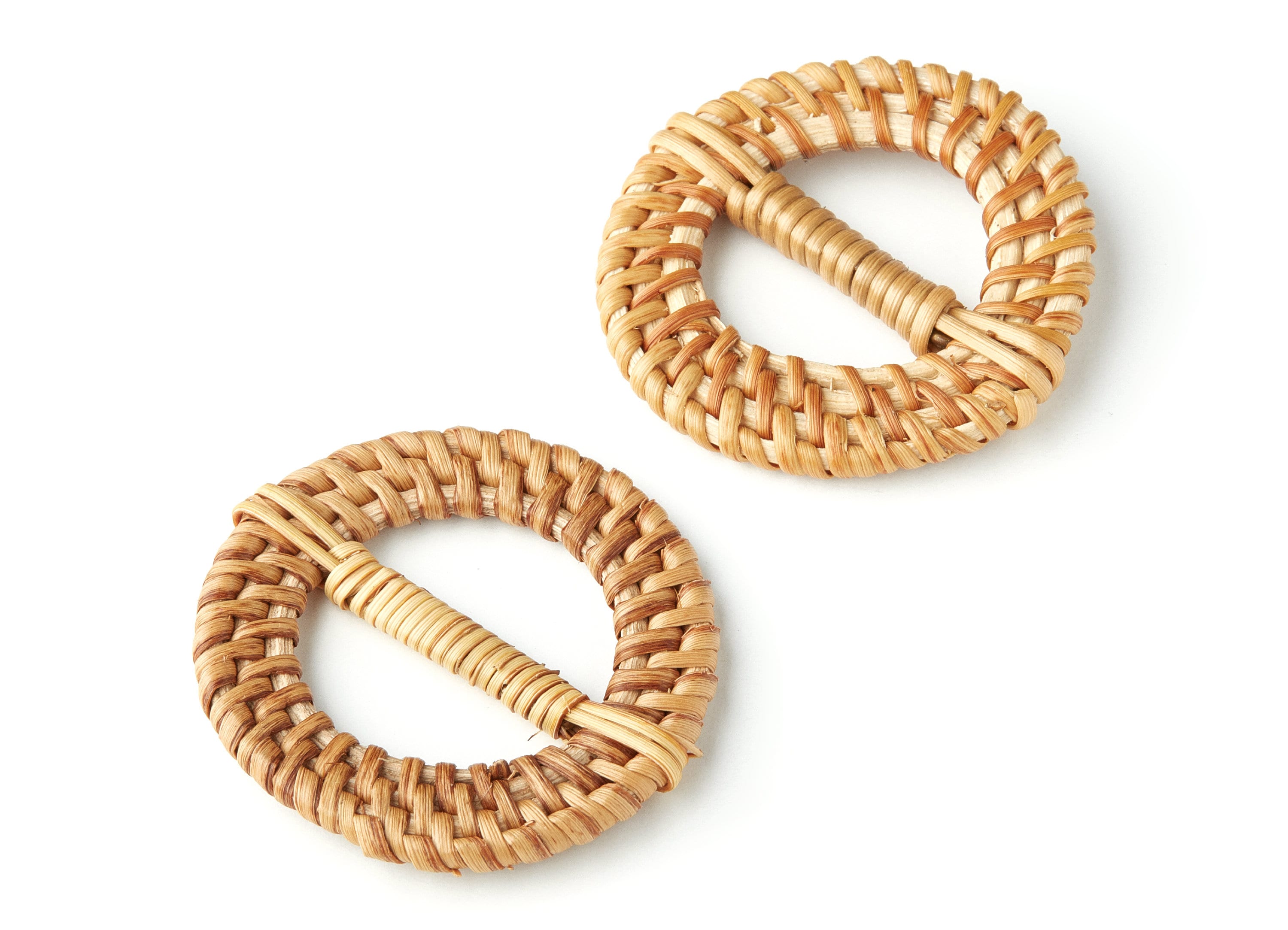 Handwoven Rattan Earrings - Circle Shape Rattan Pendant - Wooden Straw Earring - Jewelery Handmade - 49.7x49.7mm - RT1129 - DOMEDBAZAAR