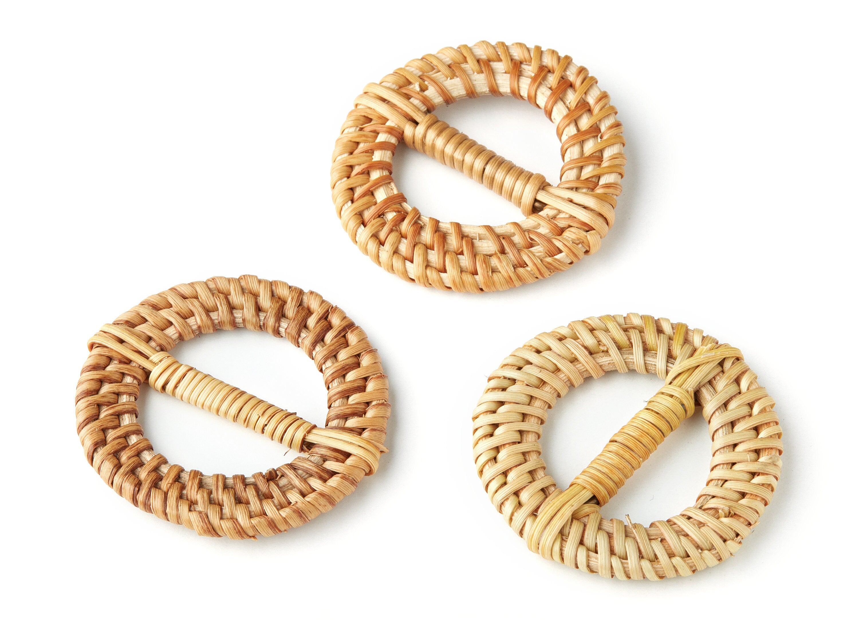 Handwoven Rattan Earrings - Circle Shape Rattan Pendant - Wooden Straw Earring - Jewelery Handmade - 49.7x49.7mm - RT1129 - DOMEDBAZAAR