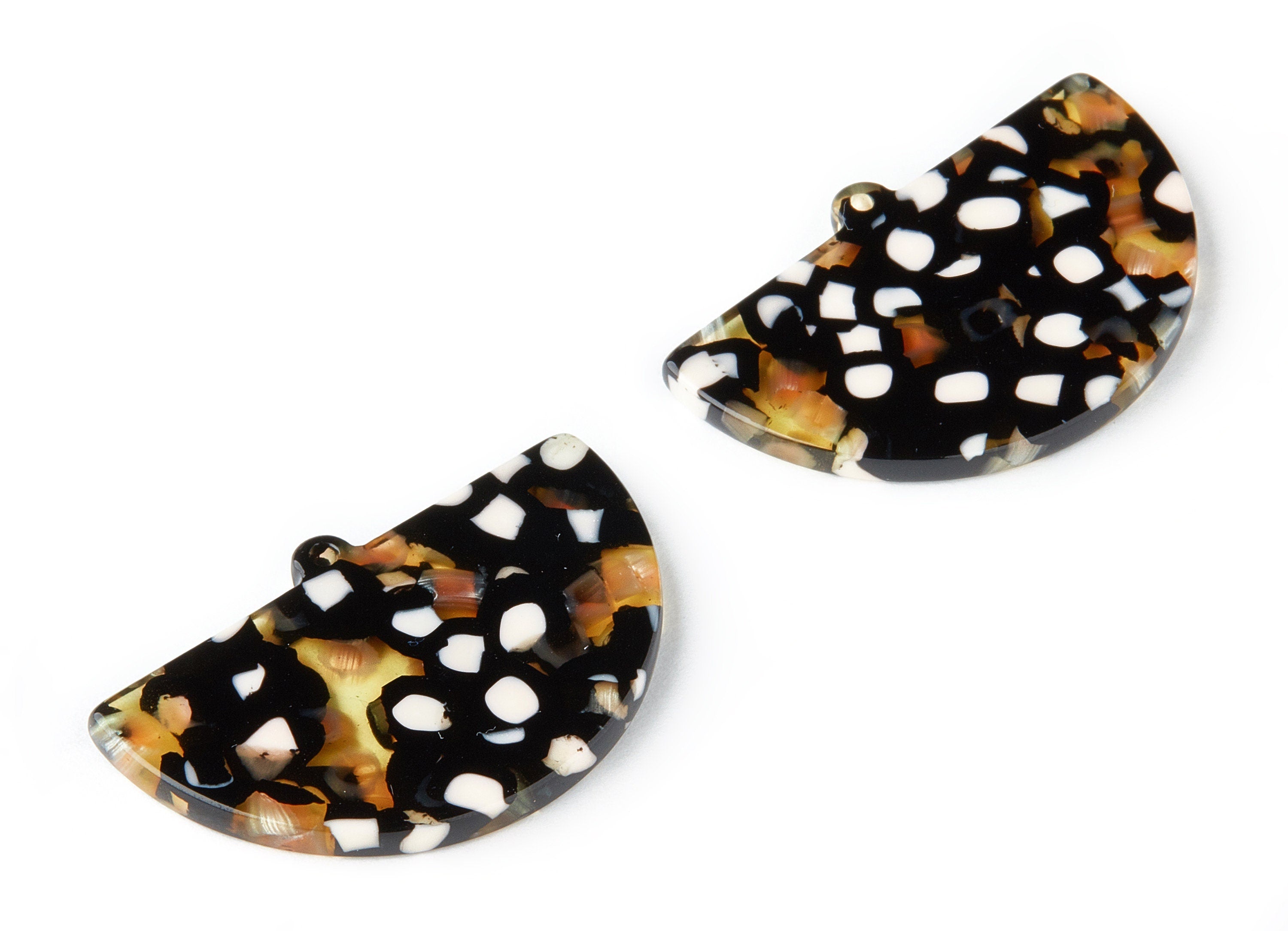 Acetate Semicircle Charms - Semicircle Earrings and Pendant - Earring Findings - Color Code: A193 - 34.5x22.14x2.67mm - AC1522-A193 - DOMEDBAZAAR