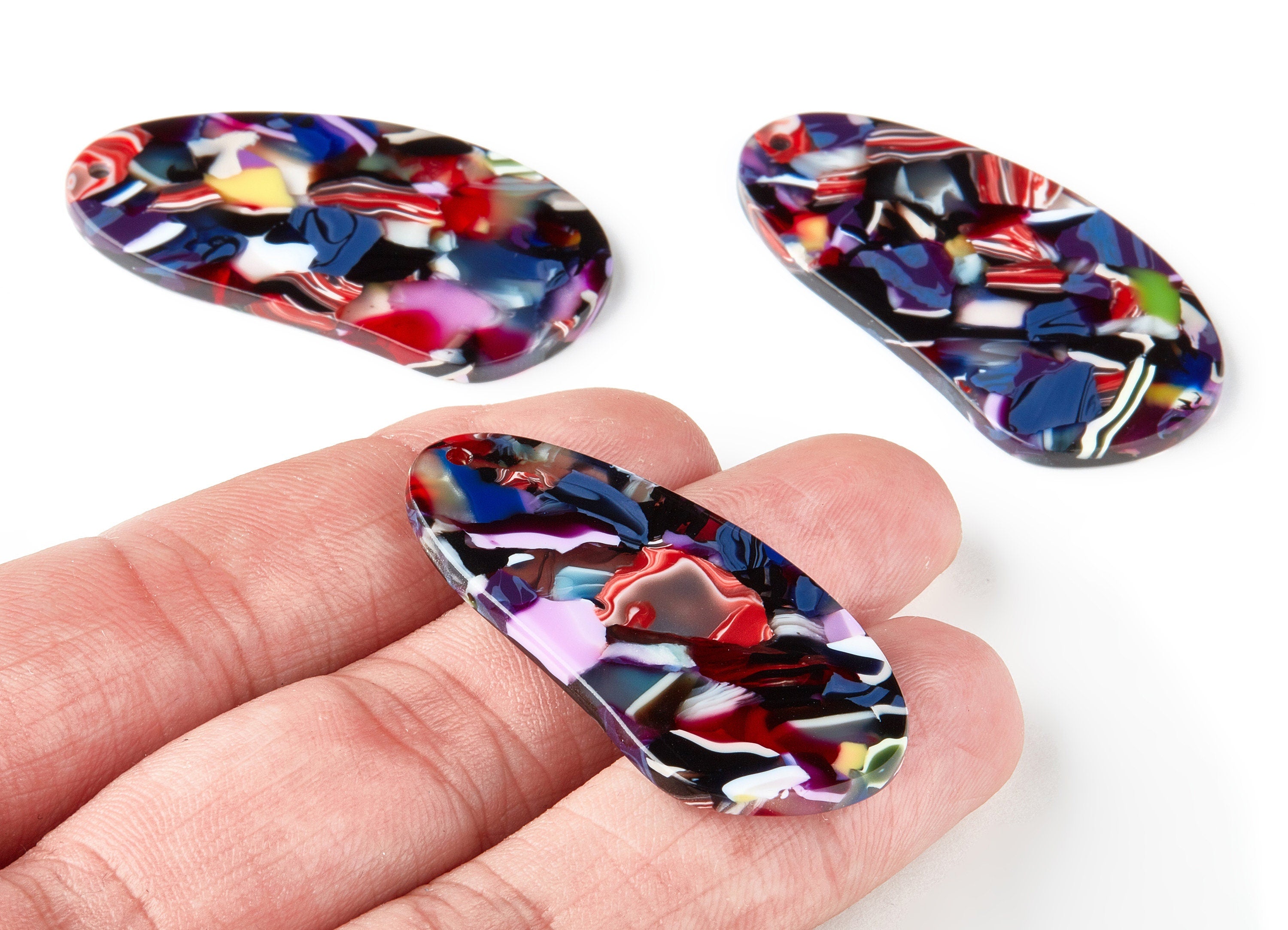 Acetate Oval Charms - Oval Earrings and Pendant - Earring Findings - Jewelry Supplys - Color Code: A212 - 44.85x22.32x2.54mm - AC1518-A212 - DOMEDBAZAAR