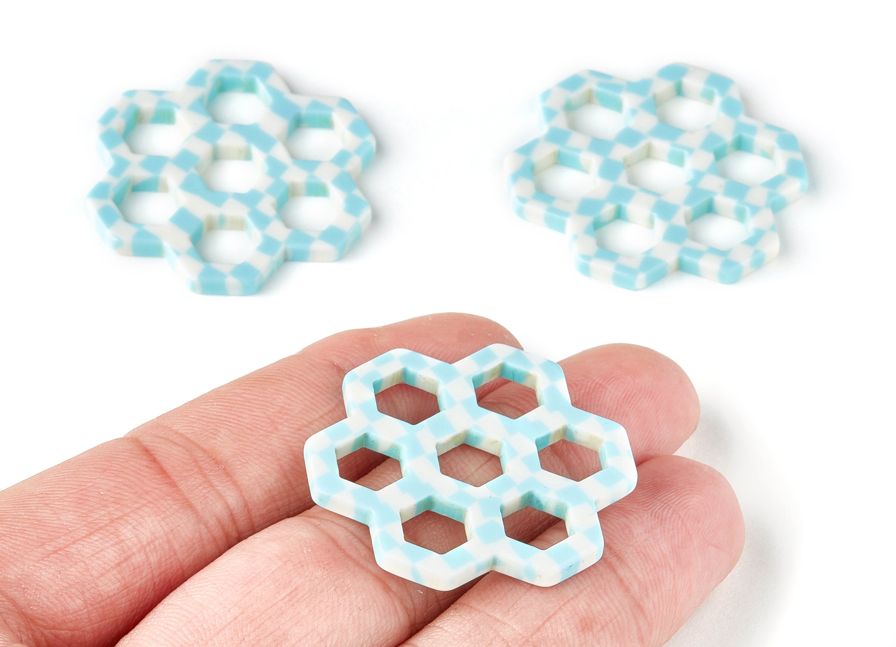 Acetate Honeycomb Earring Charms - Honeycomb Pendant - Earring Findings - Jewelry Supplies - Color Code:A180 - 35x25.65x2.52mm - AC1472-A180 - DOMEDBAZAAR