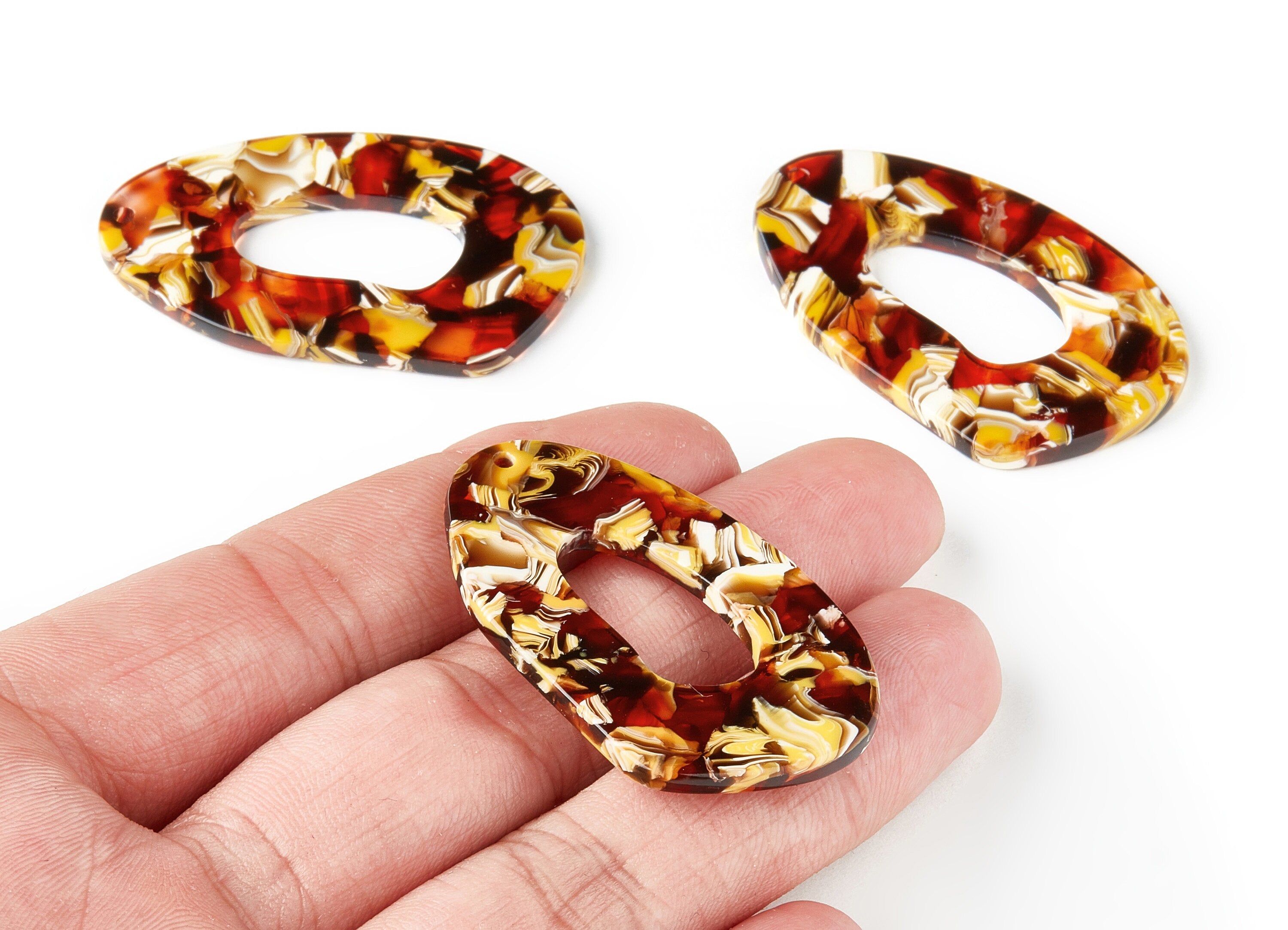 Acetate Oval Charms - Oval Earrings and Pendant - Earring Findings - Jewelry Supplys - Color Code: A213 - 45.6x28.03x5.55mm - AC1508-A213 - DOMEDBAZAAR