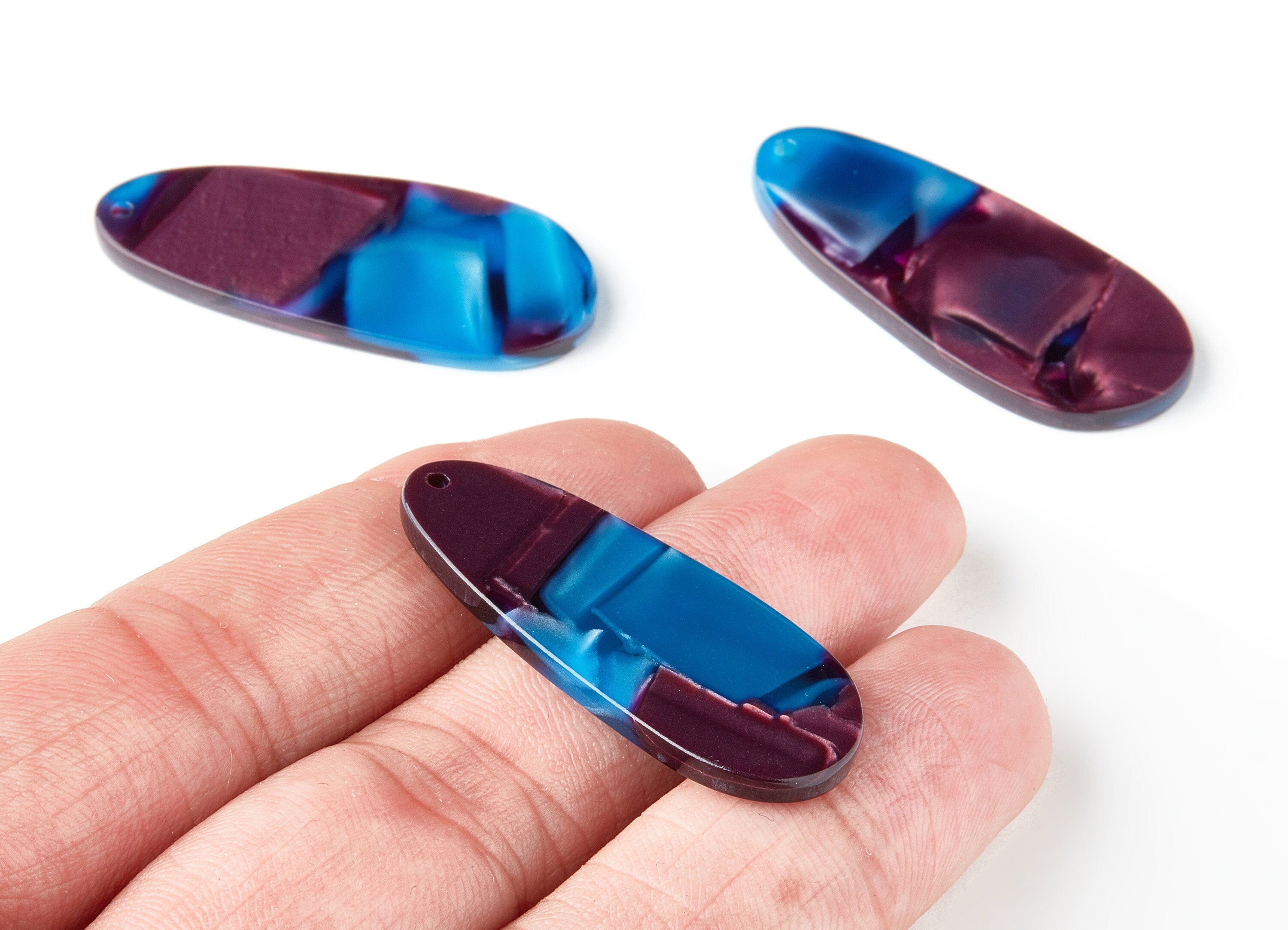 Acetate Oval Charms - Oval Earrings and Pendant - Earring Findings - Jewelry Supplys - Color Code: A217 - 40.01x16.33x2.6mm - AC1519-A217 - DOMEDBAZAAR