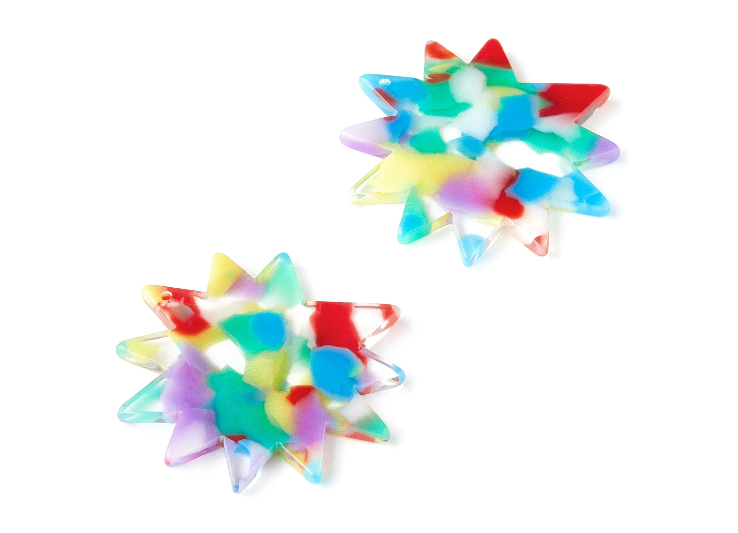 Acetate Sun Charms - Sun Earrings and Pendant - Earring Findings - Jewelry Supplys - Color Code: A215 - 35.11x35.11x2.6mm - AC1516-A215 - DOMEDBAZAAR