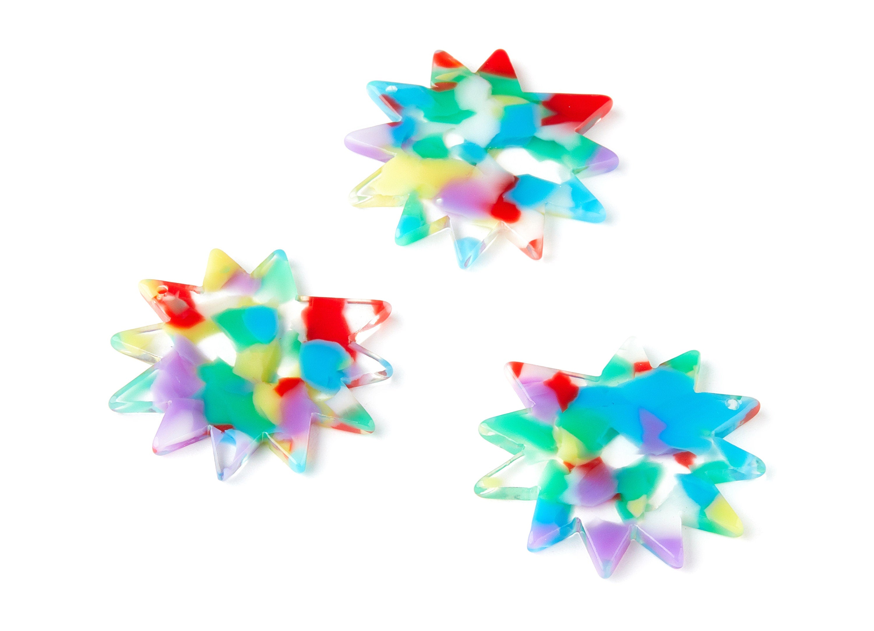 Acetate Sun Charms - Sun Earrings and Pendant - Earring Findings - Jewelry Supplys - Color Code: A215 - 35.11x35.11x2.6mm - AC1516-A215 - DOMEDBAZAAR