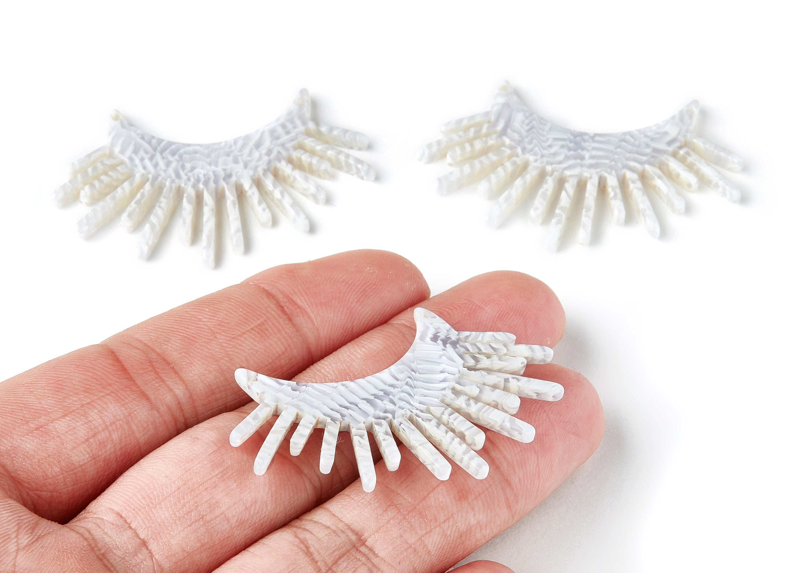 Acetate Sunrise Earring Charms - Sunrise Shaped Pendant - 2 Holes - Jewelry Supplies - Color Code:A161 - 48.65x23.14x2.65mm - AC1446-A162 - DOMEDBAZAAR