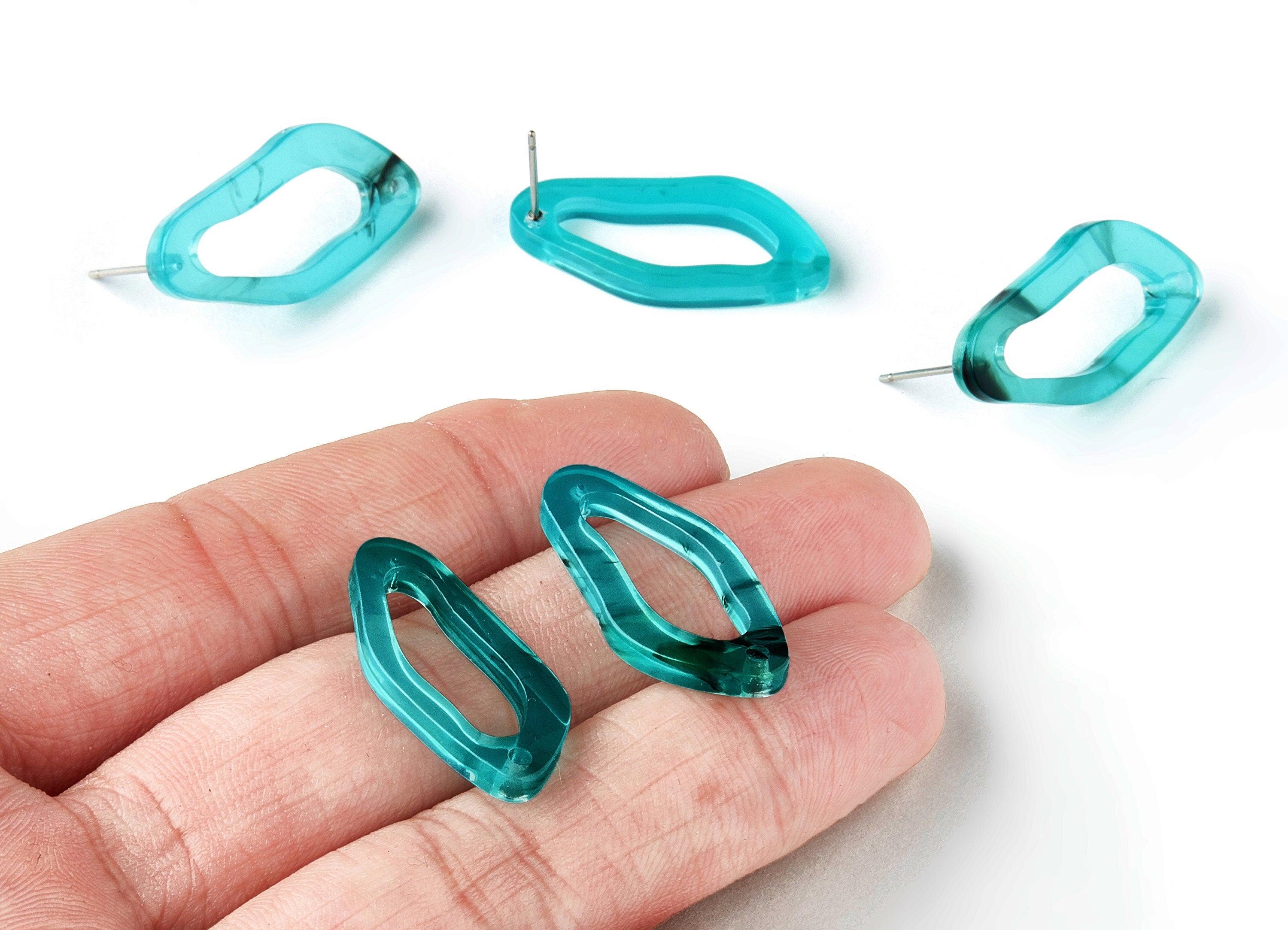 Acetate Oval Earring Stud - Oval Earring Post and Stud - Earring Findings - Jewelry Supplys - Color Code: A220 - 29.1x14.2x3mm - AC1528-A220 - DOMEDBAZAAR