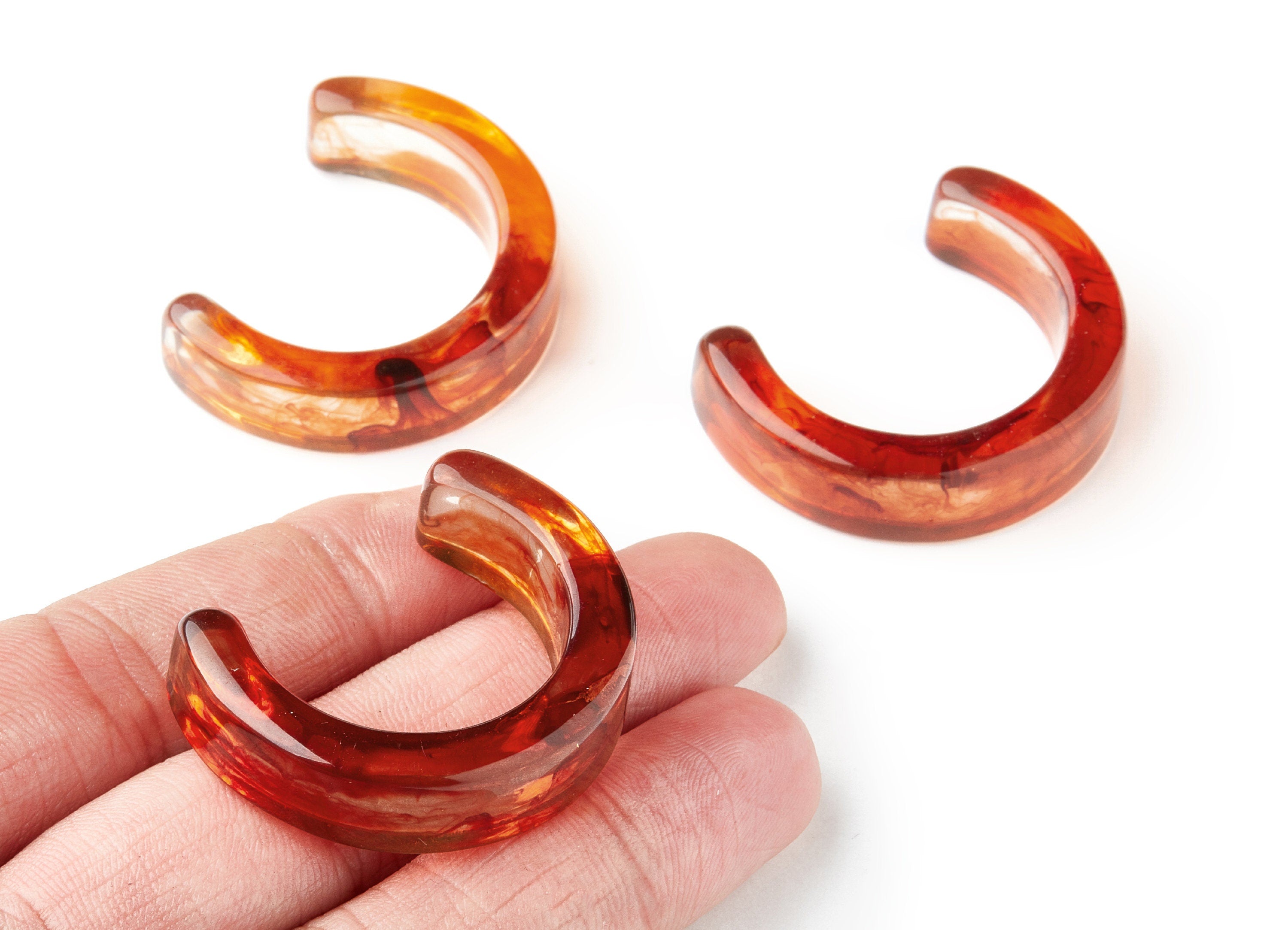 Resin Charms - C Shaped Resin Charms - C Shaped Earrings - No Holes - 39.6x31.3x6.07mm - AC1422B - DOMEDBAZAAR