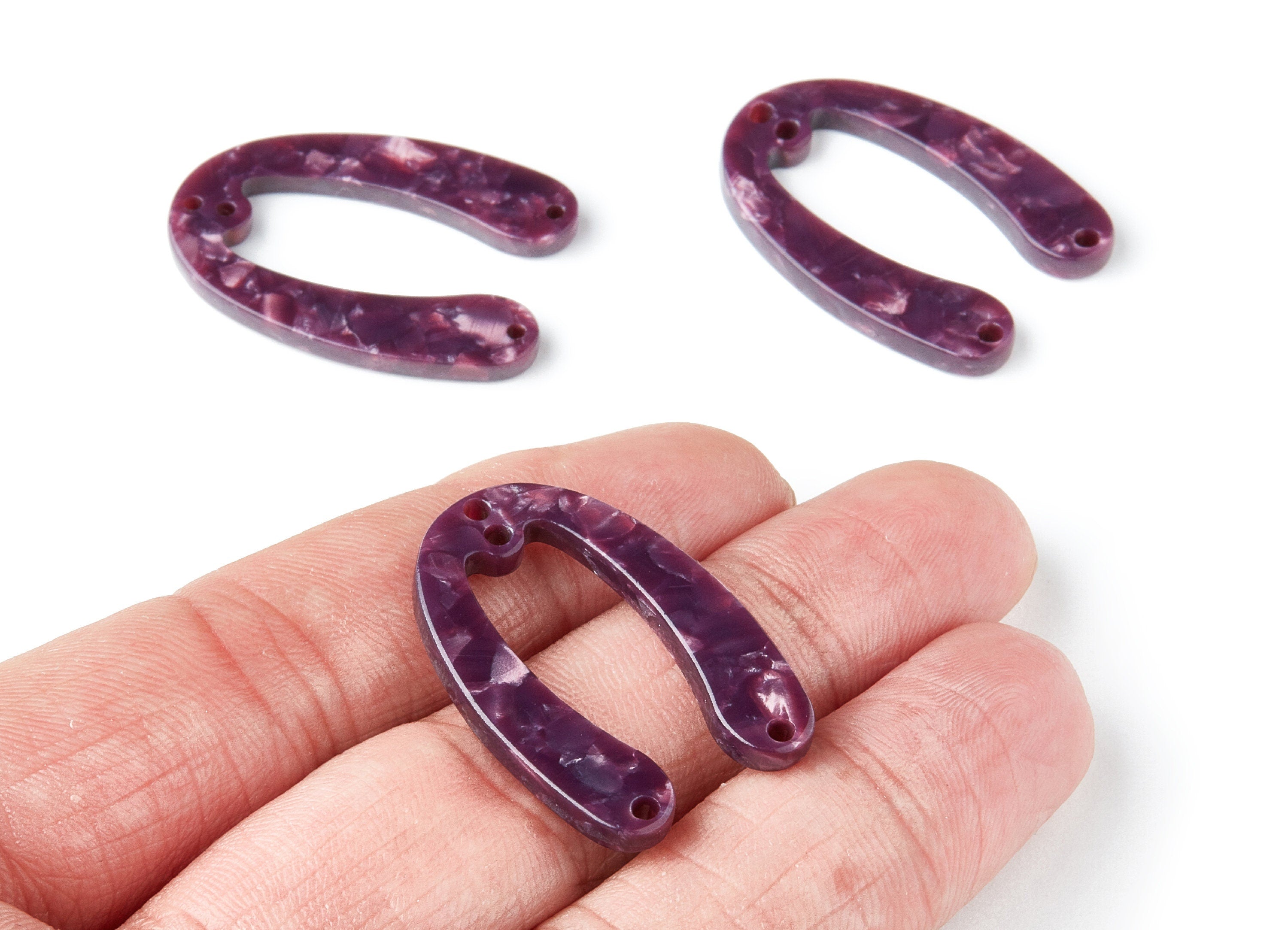 Acetate U Earring Charms - U Pendant With 4 Holes - Earring Findings - Jewelry Supplies - Color Code: A41 - 31.76x22.44x2.7mm - AC1378R - DOMEDBAZAAR