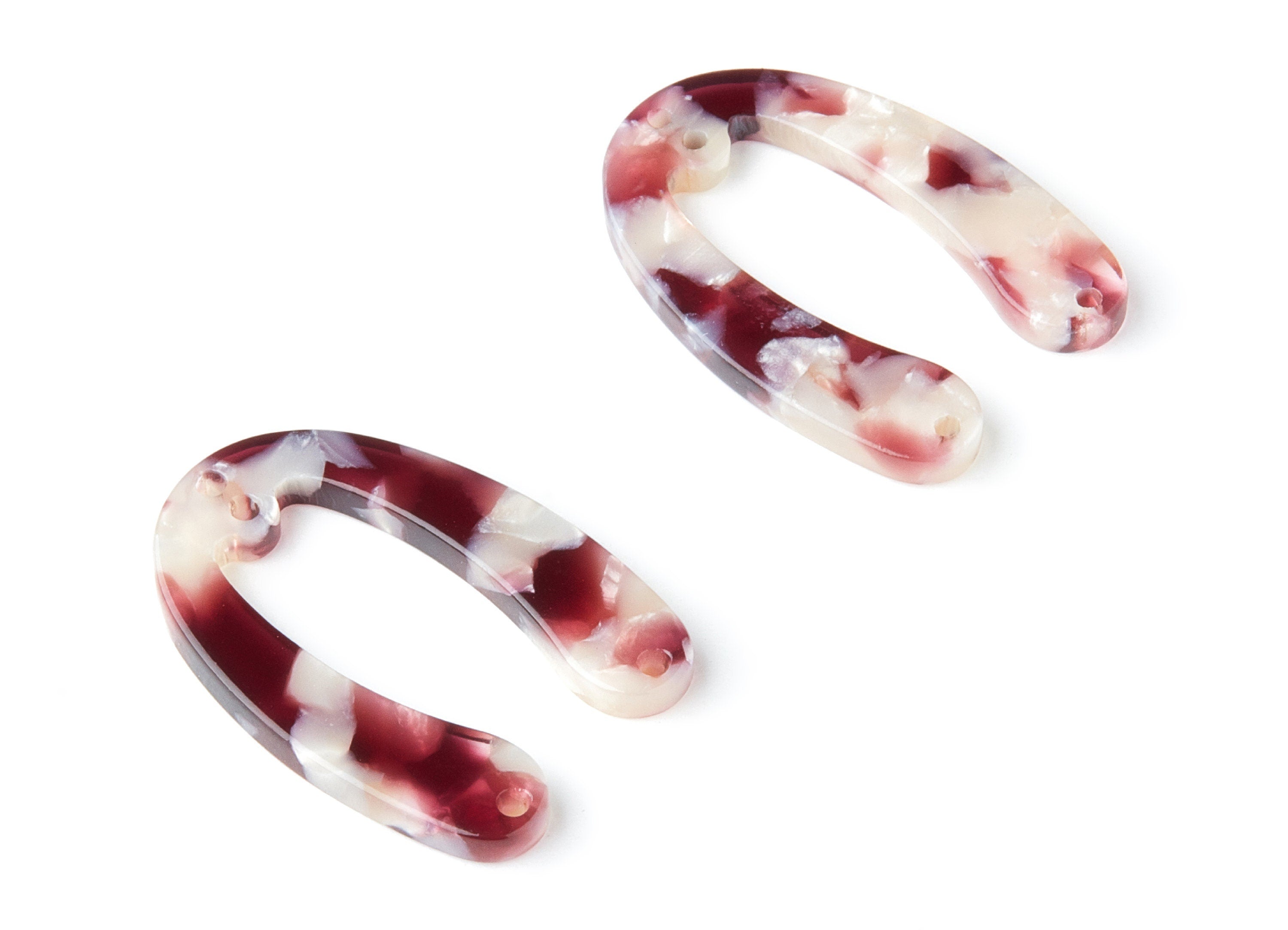 Acetate Acrylic Earring Charms - 4 Holes - Tortoise Shell Earrings - U Shaped Pendant - Color Code: A42 - 31.76x22.44x2.7mm - AC1378T - DOMEDBAZAAR