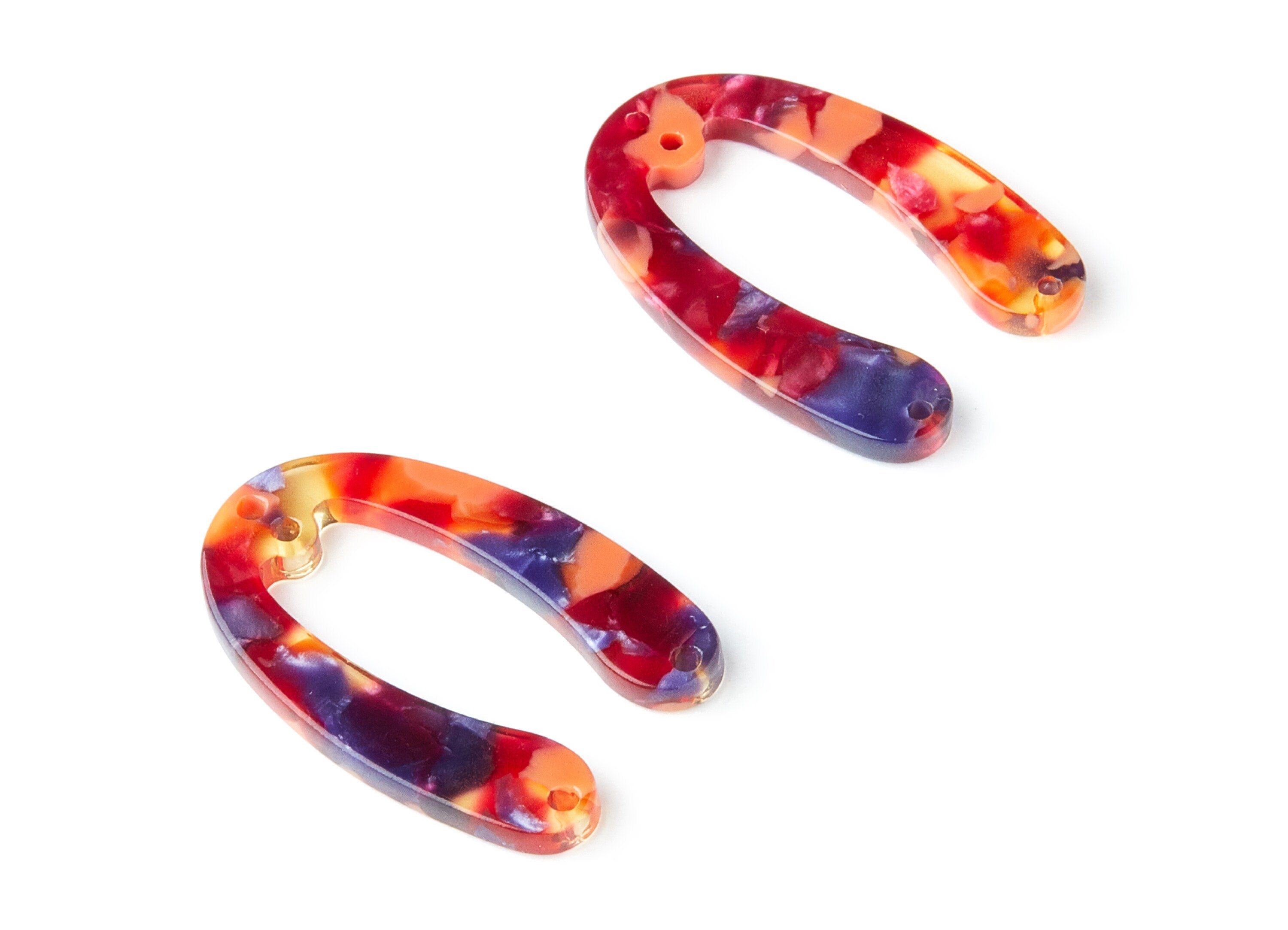 Acetate U Earring Charms - U Pendant With 4 Holes - Earring Findings - Jewelry Supplies - Color Code: A44 31.76x22.44x2.7mm - AC1378V - DOMEDBAZAAR