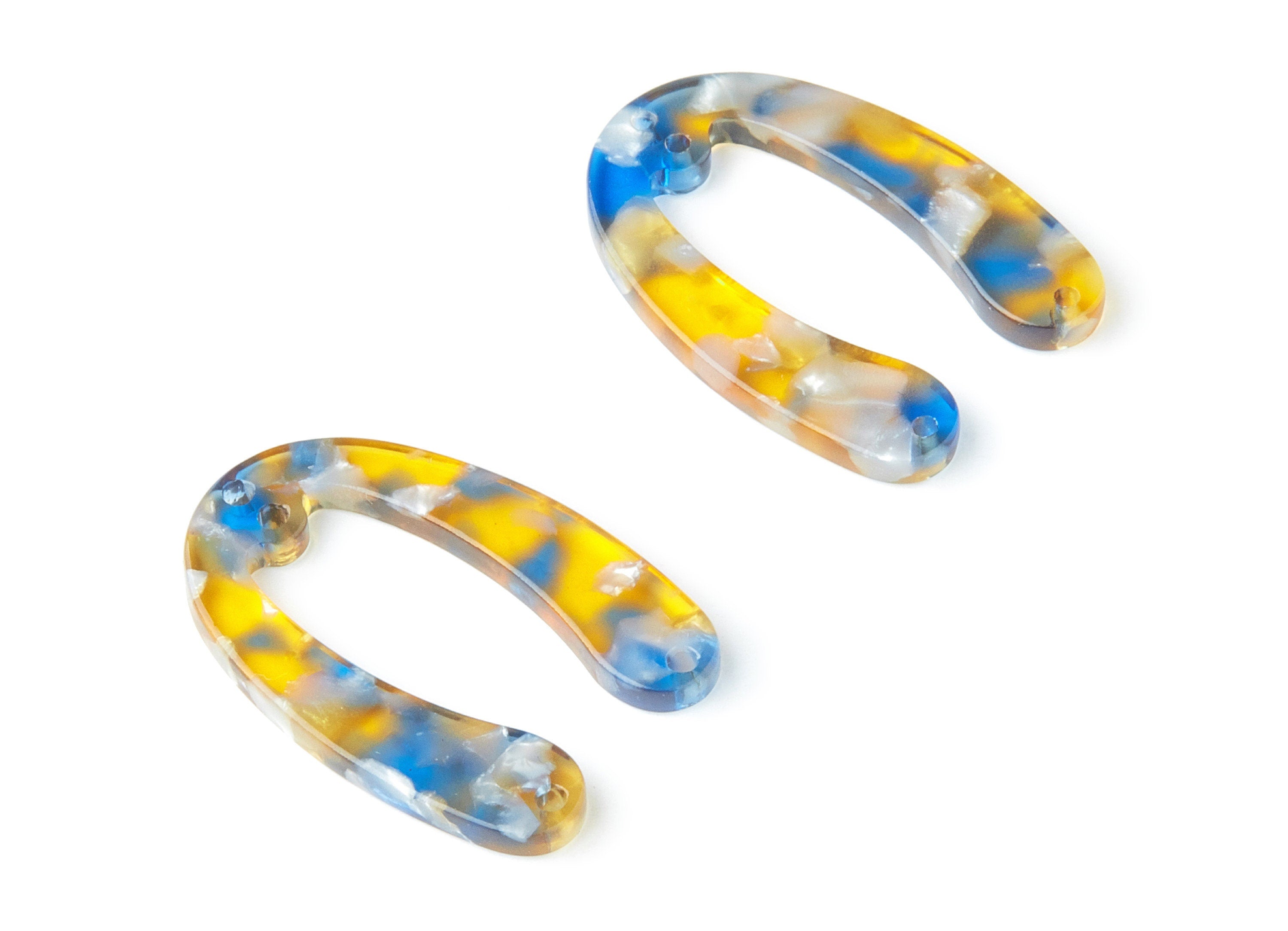 Acetate U Earring Charms - U Pendant With 4 Holes - Earring Findings - Jewelry Supplies - Color Code: A40 - 31.76x22.44x2.7mm - AC1378E - DOMEDBAZAAR